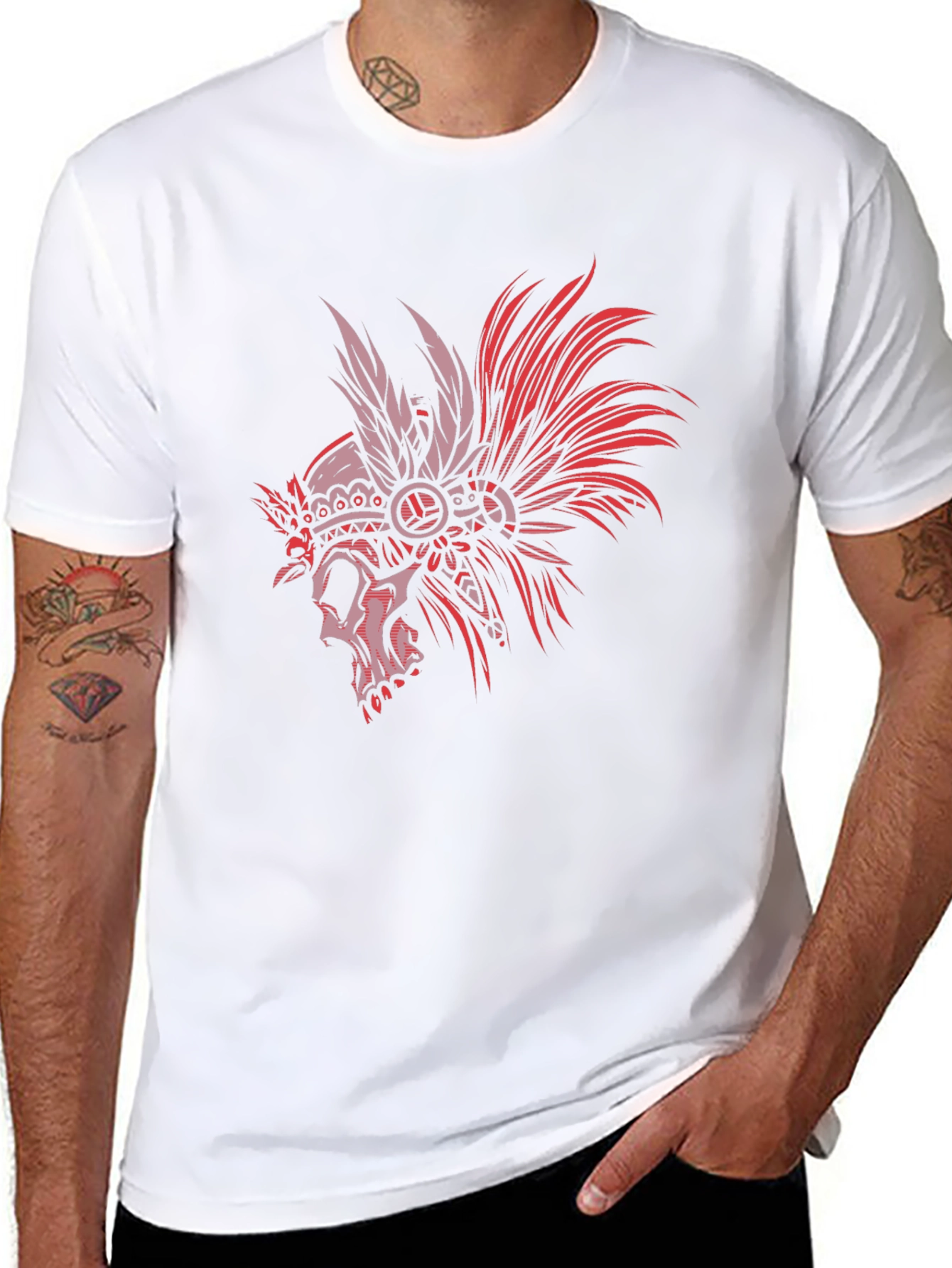 Skull Headdress Graphic Tee - Black
