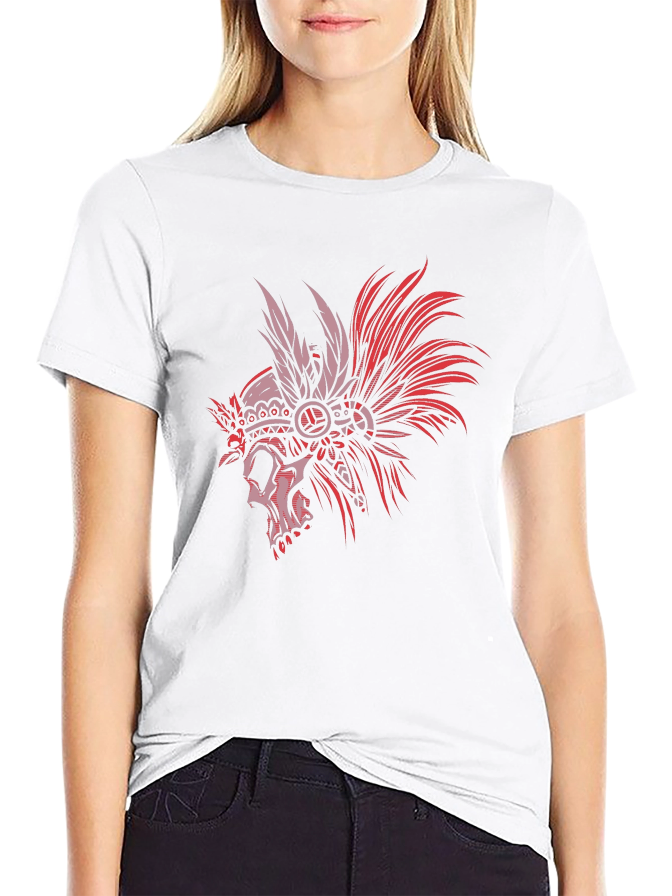 Skull Headdress Graphic Tee - Black