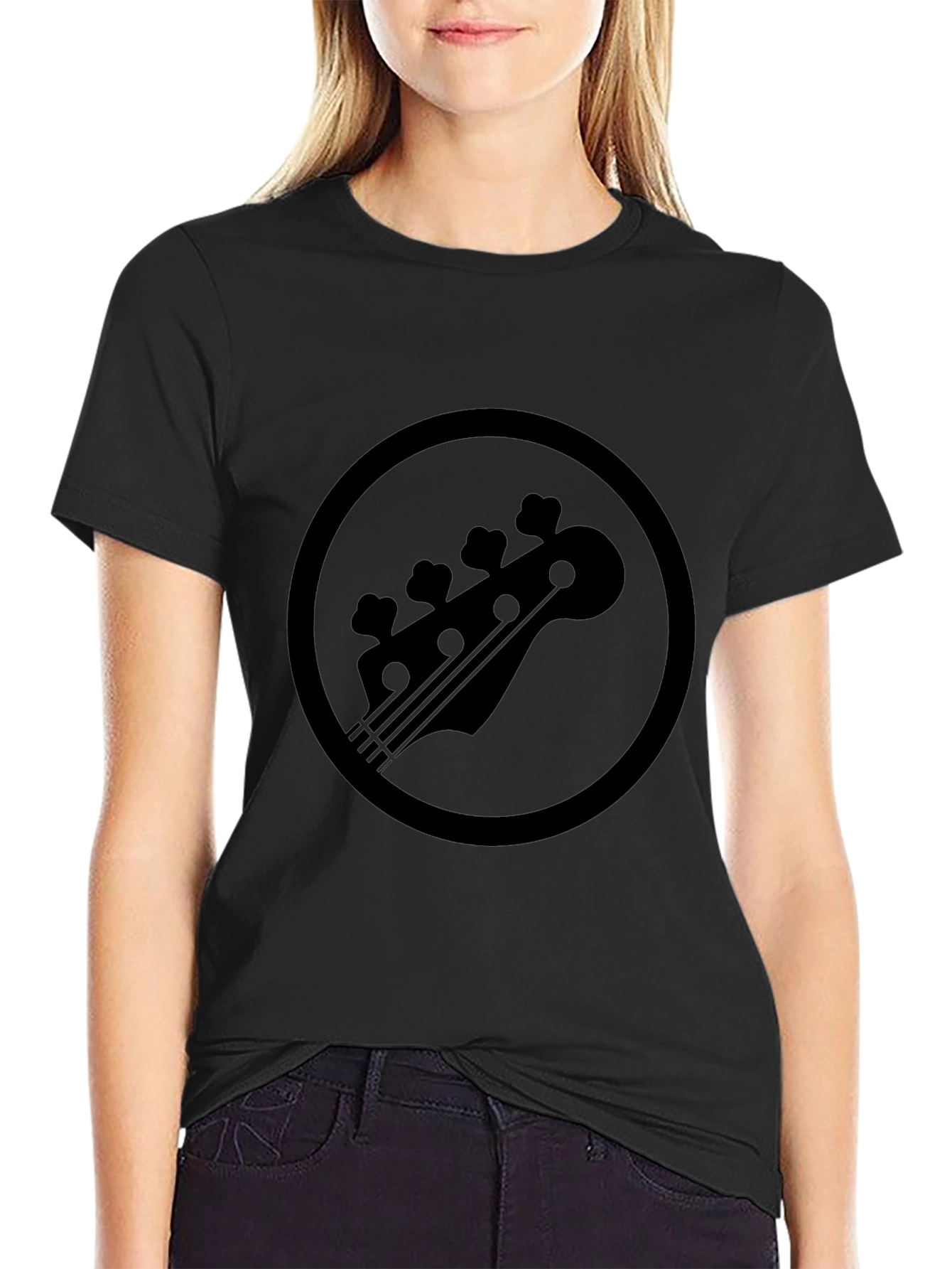 Bass Guitar Headstock Graphic Tee - Black