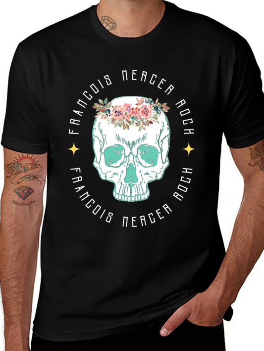 Floral Skull Graphic T-Shirt - François Mercer Rock Tee