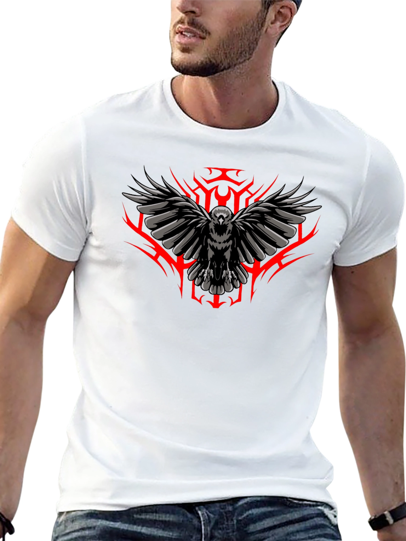 Raven Graphic Print Tee - Black