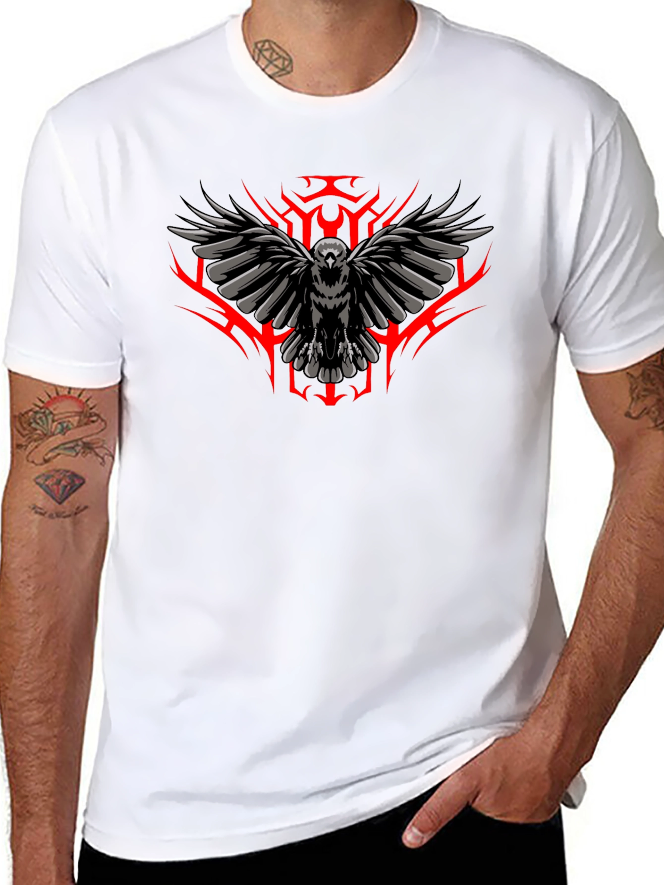 Raven Graphic Print Tee - Black