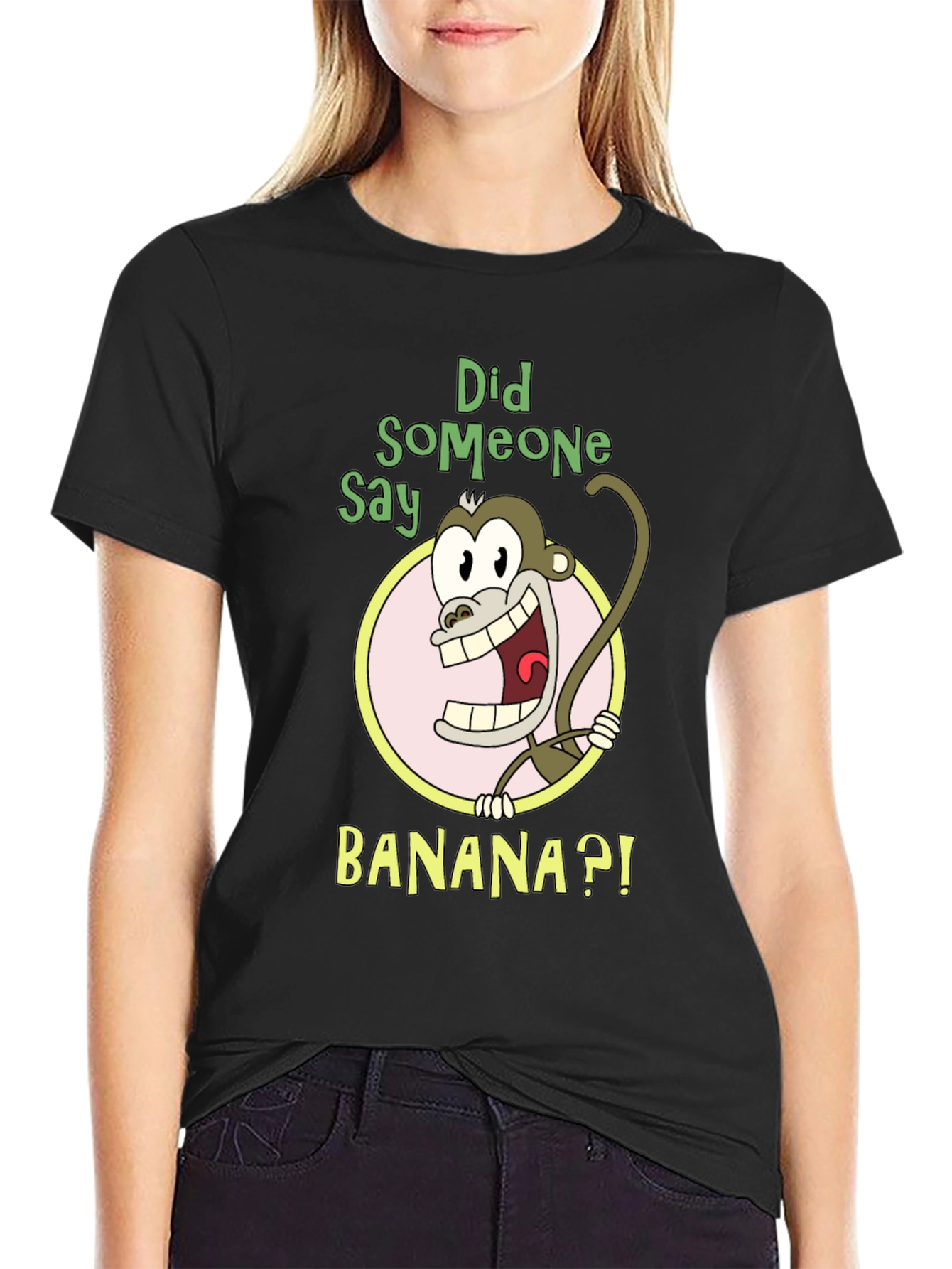 Monkey Banana Cartoon Graphic Tee