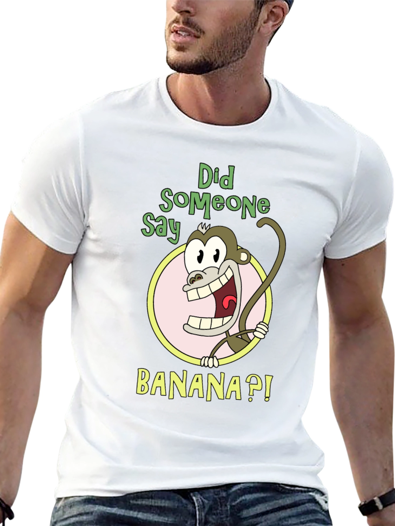 Monkey Banana Cartoon Graphic Tee