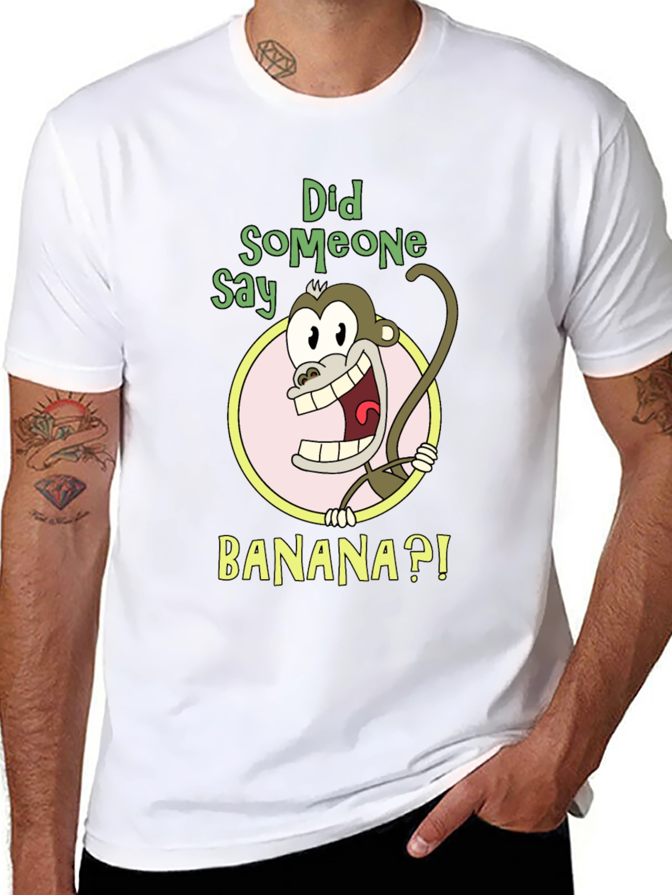 Monkey Banana Cartoon Graphic Tee