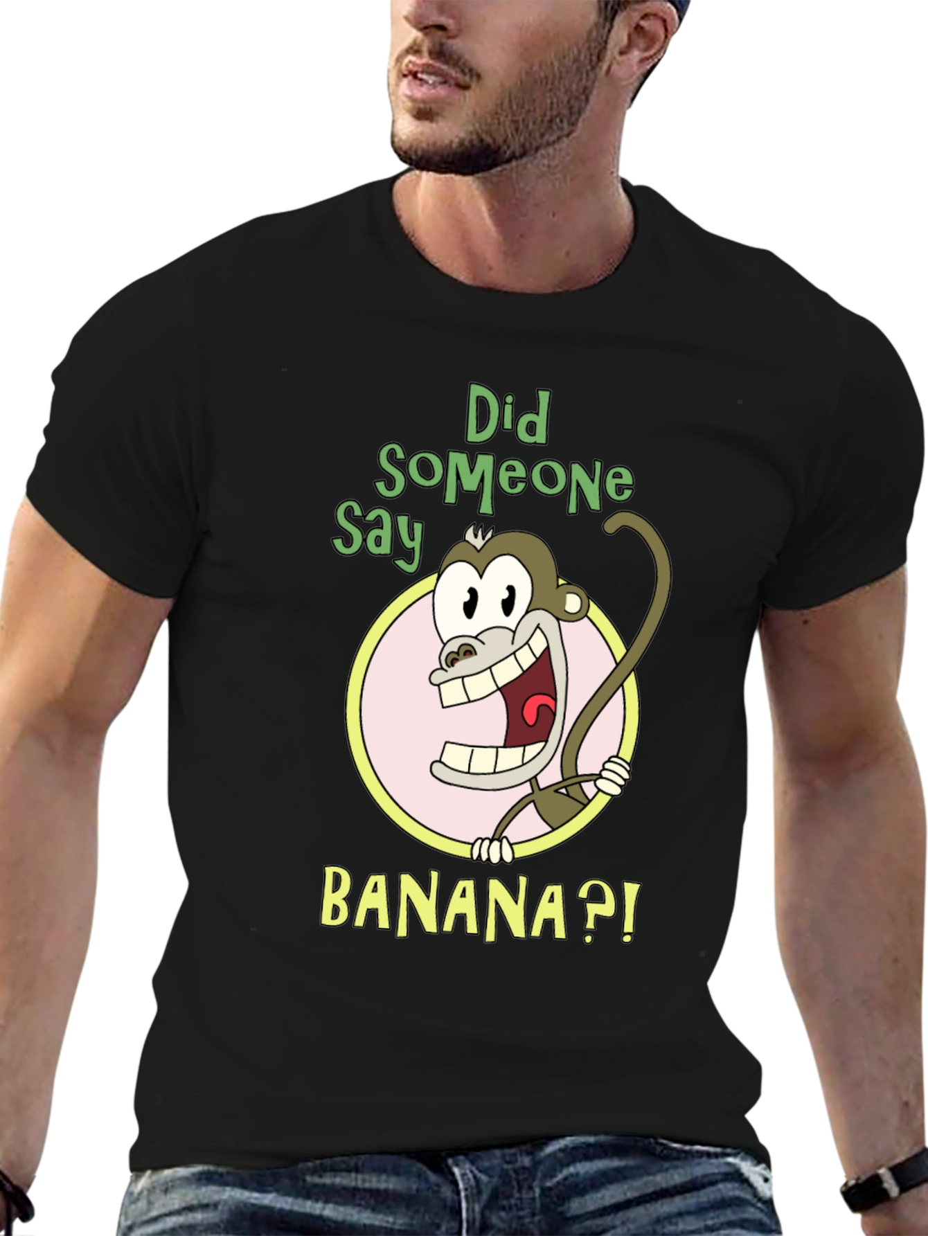 Monkey Banana Cartoon Graphic Tee