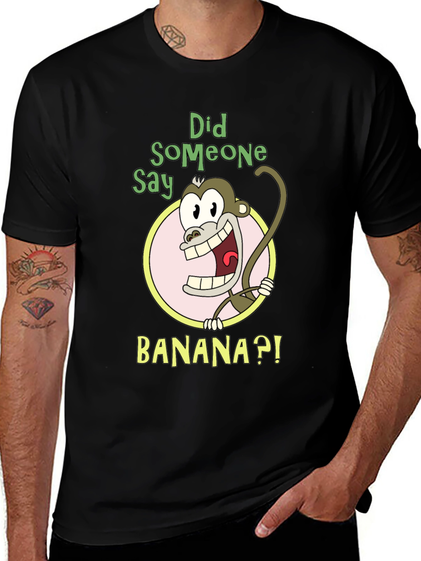 Monkey Banana Cartoon Graphic Tee