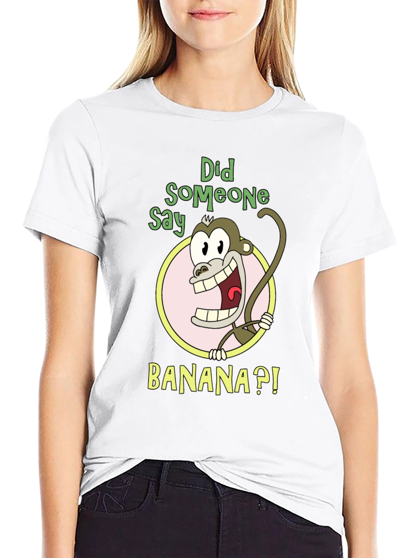 Monkey Banana Cartoon Graphic Tee