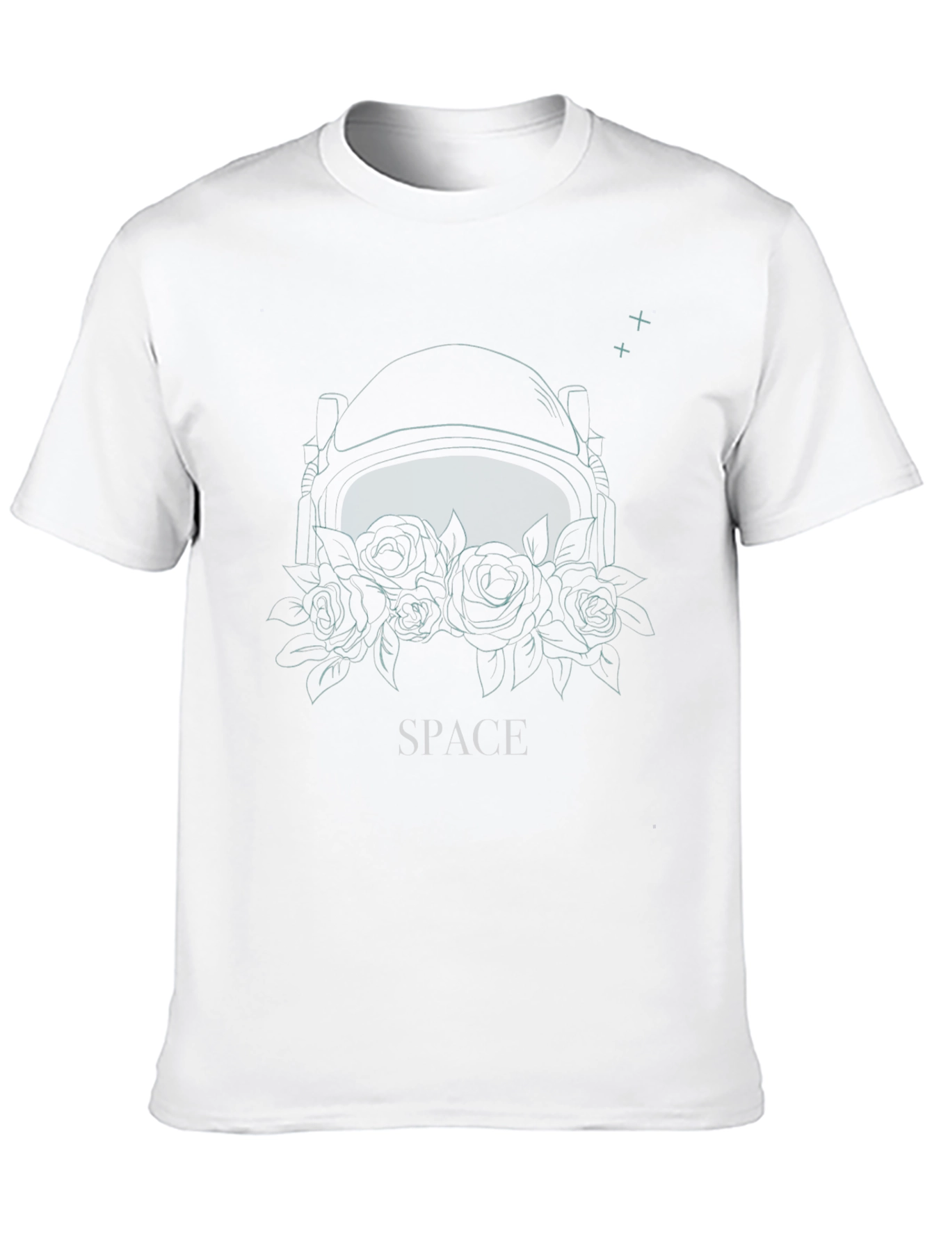 Space Helmet Floral Graphic Tee - Black
