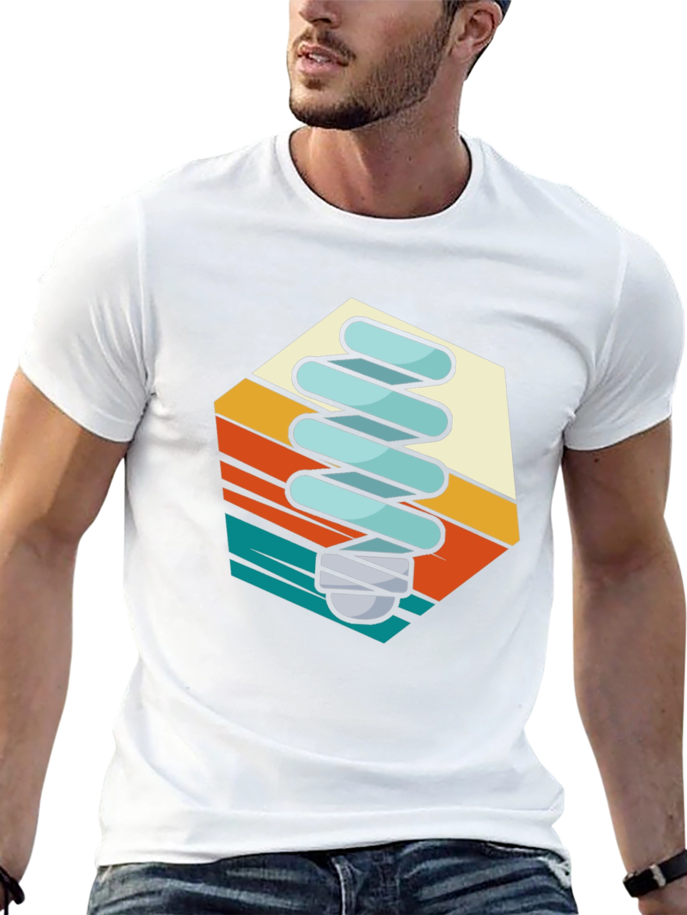 Retro Light Bulb Graphic Tee - Black Cotton Blend