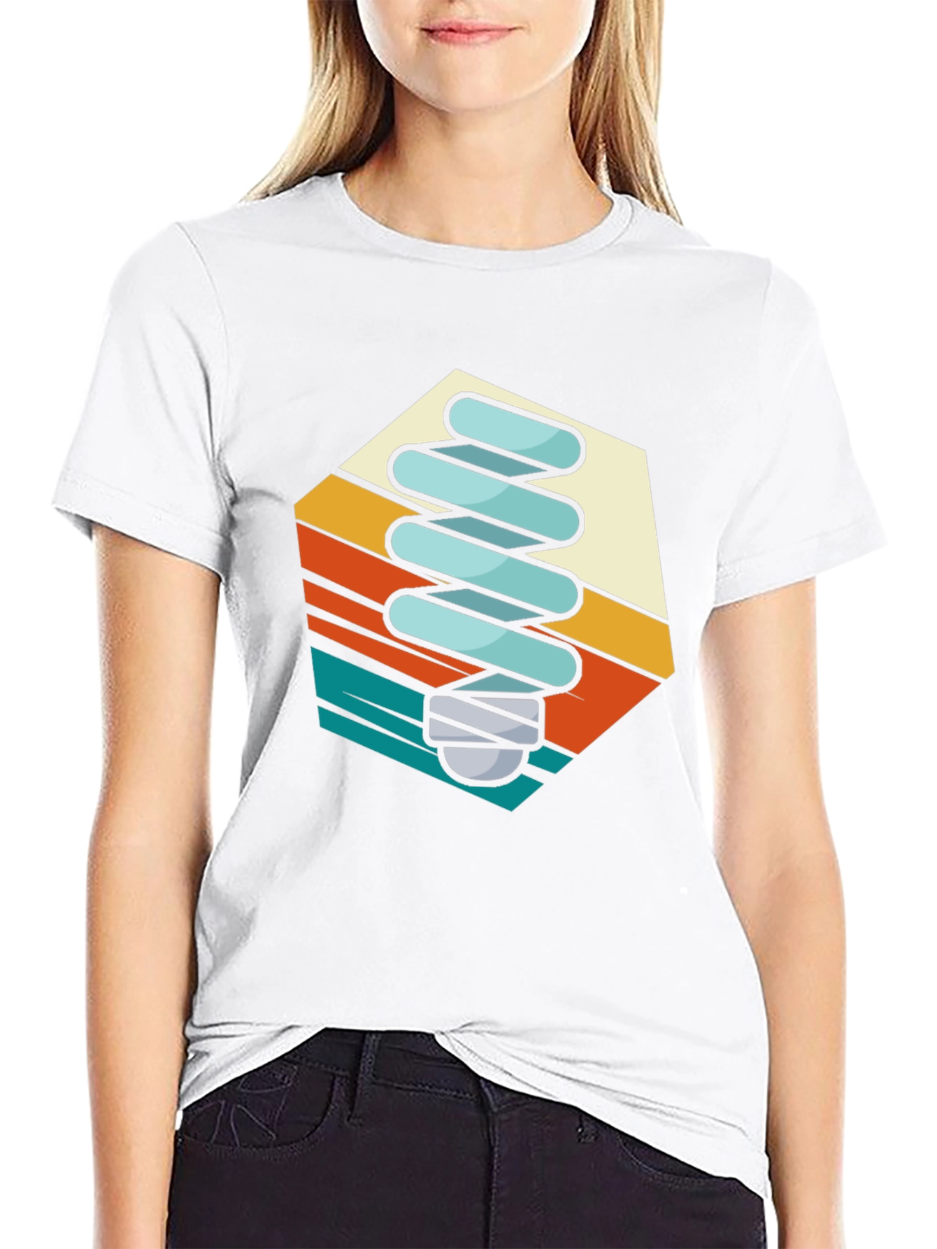 Retro Light Bulb Graphic Tee - Black Cotton Blend