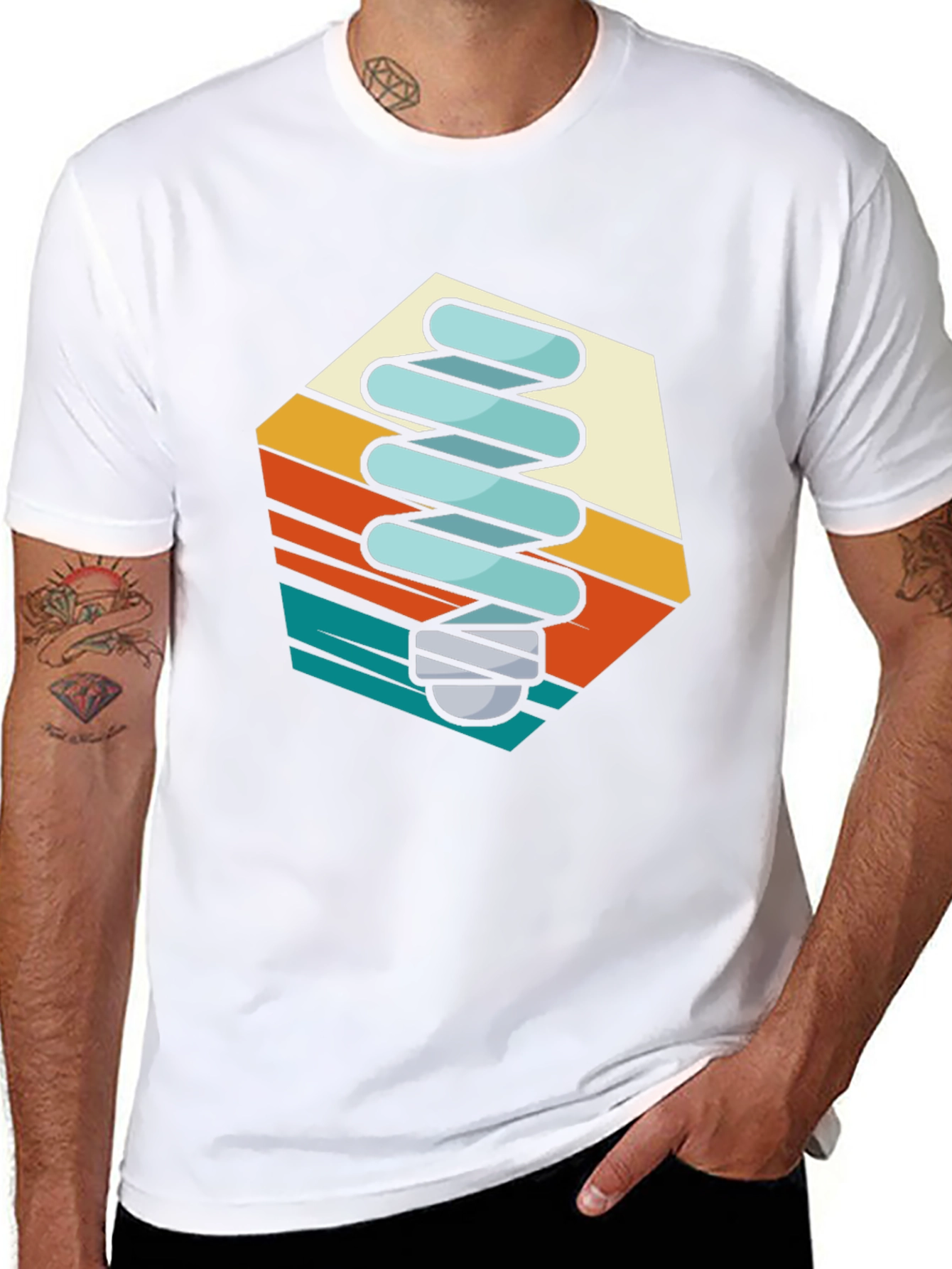 Retro Light Bulb Graphic Tee - Black Cotton Blend