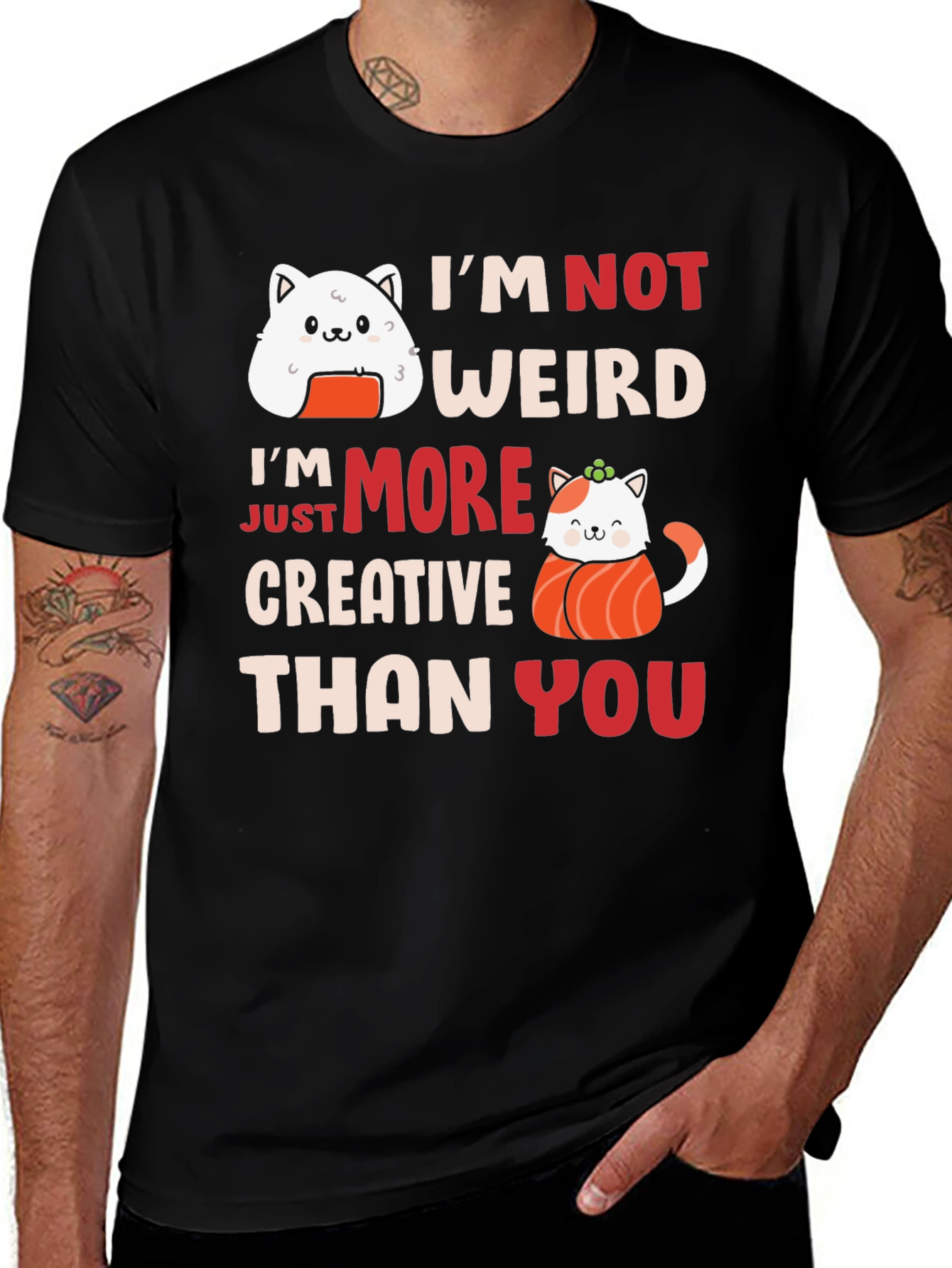 Sushi Cat Funny Creative Graphic T-Shirt