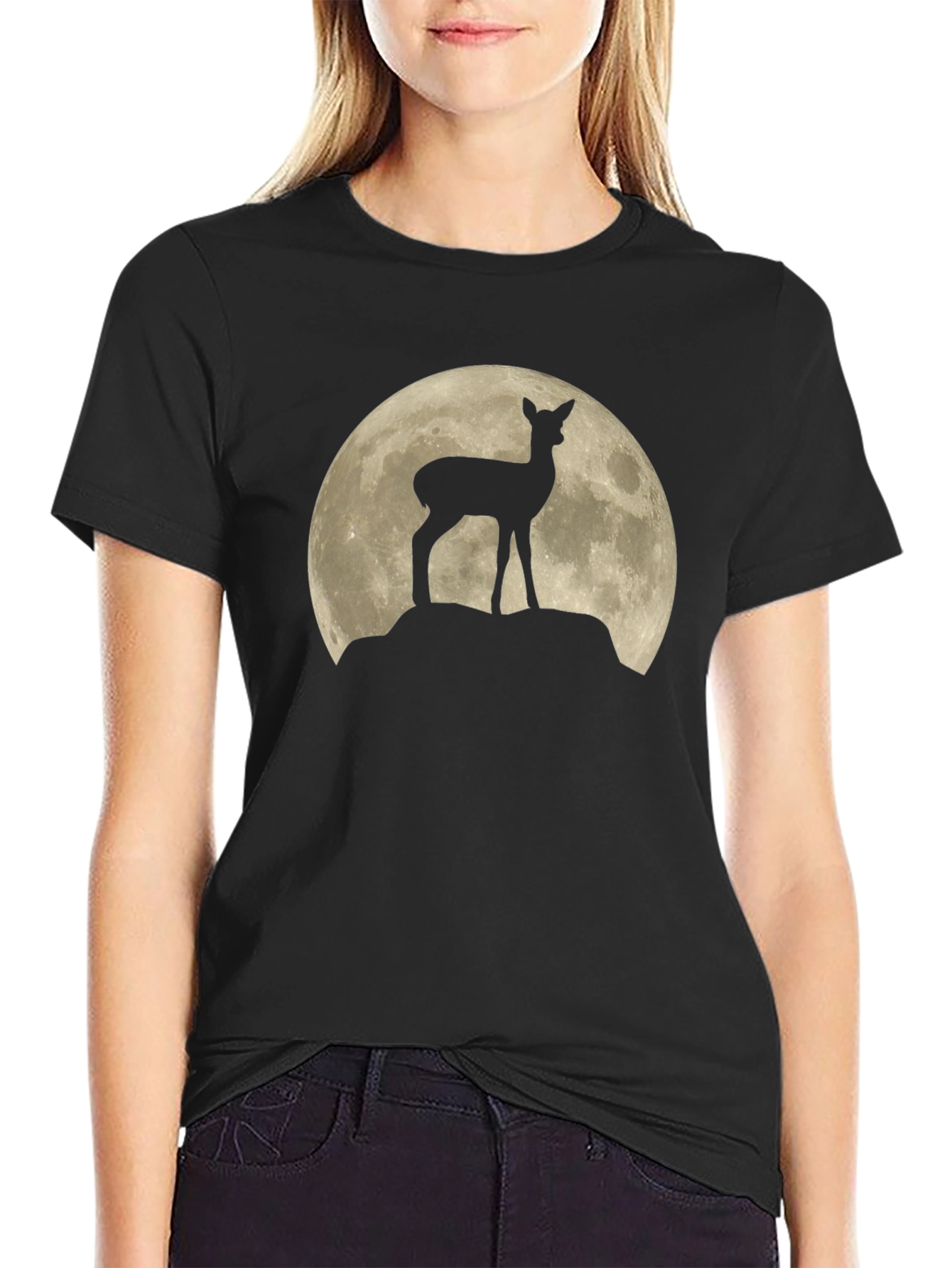Deer Moon Graphic Tee - Mens Black T-Shirt