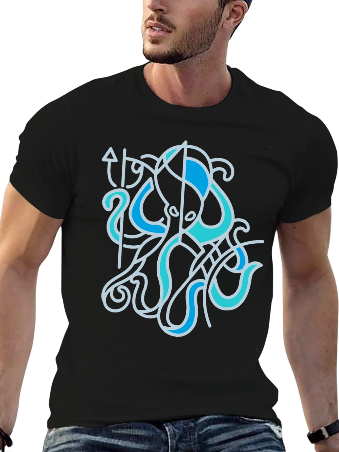 Stylized Octopus Graphic Tee - Sea Life Shirt