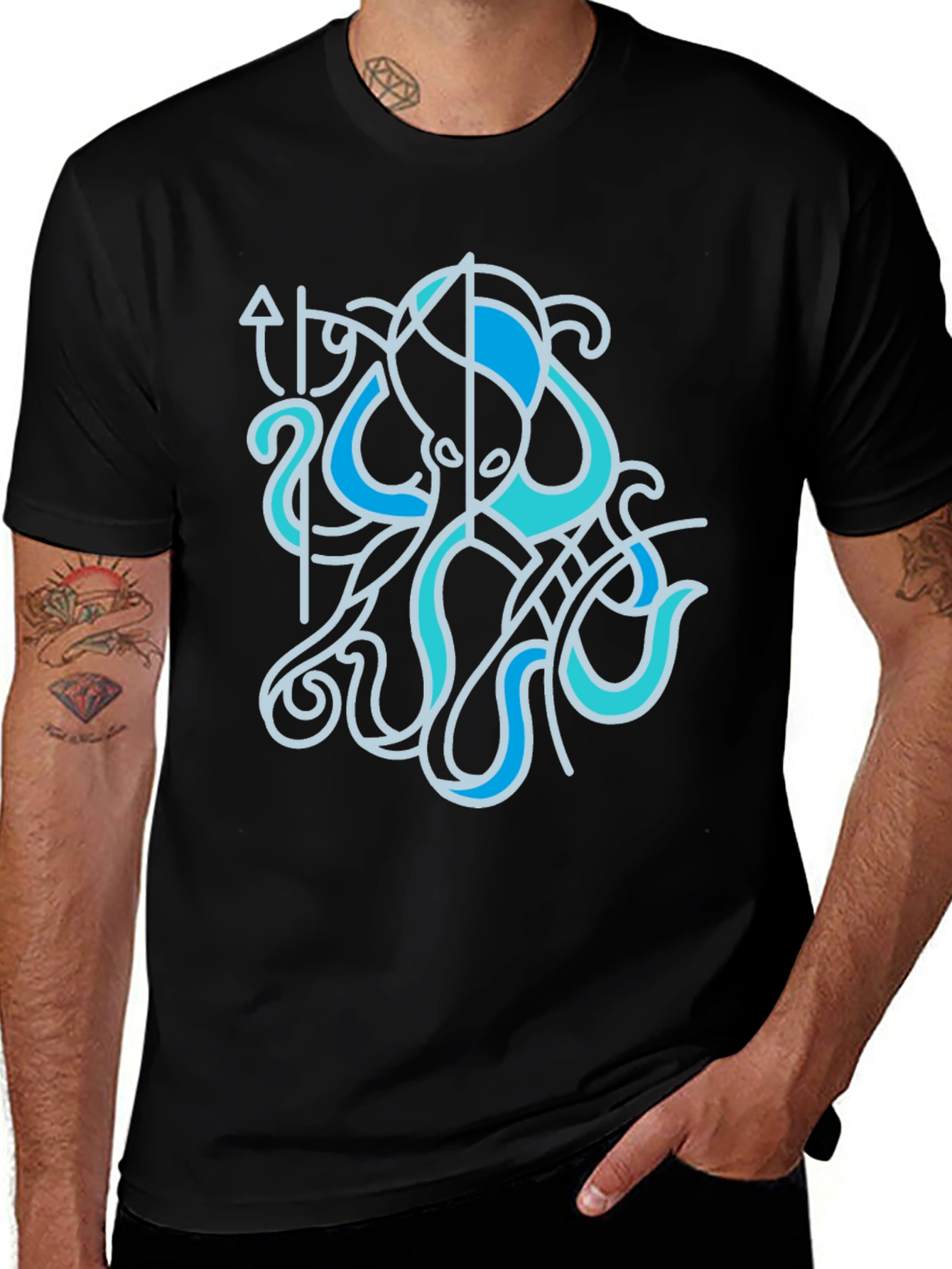 Stylized Octopus Graphic Tee - Sea Life Shirt
