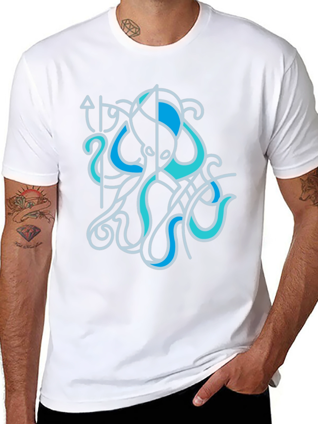 Stylized Octopus Graphic Tee - Sea Life Shirt