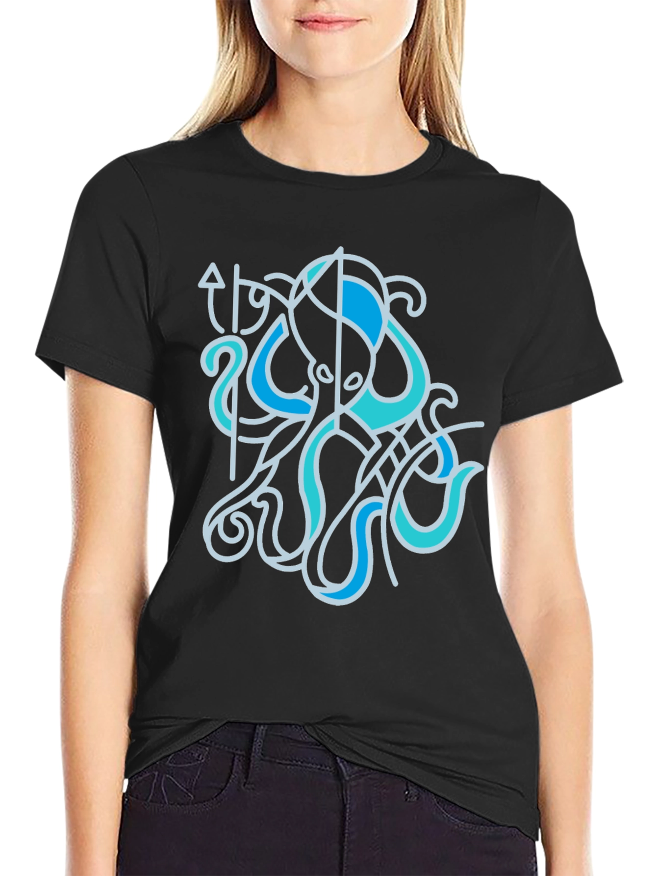 Stylized Octopus Graphic Tee - Sea Life Shirt