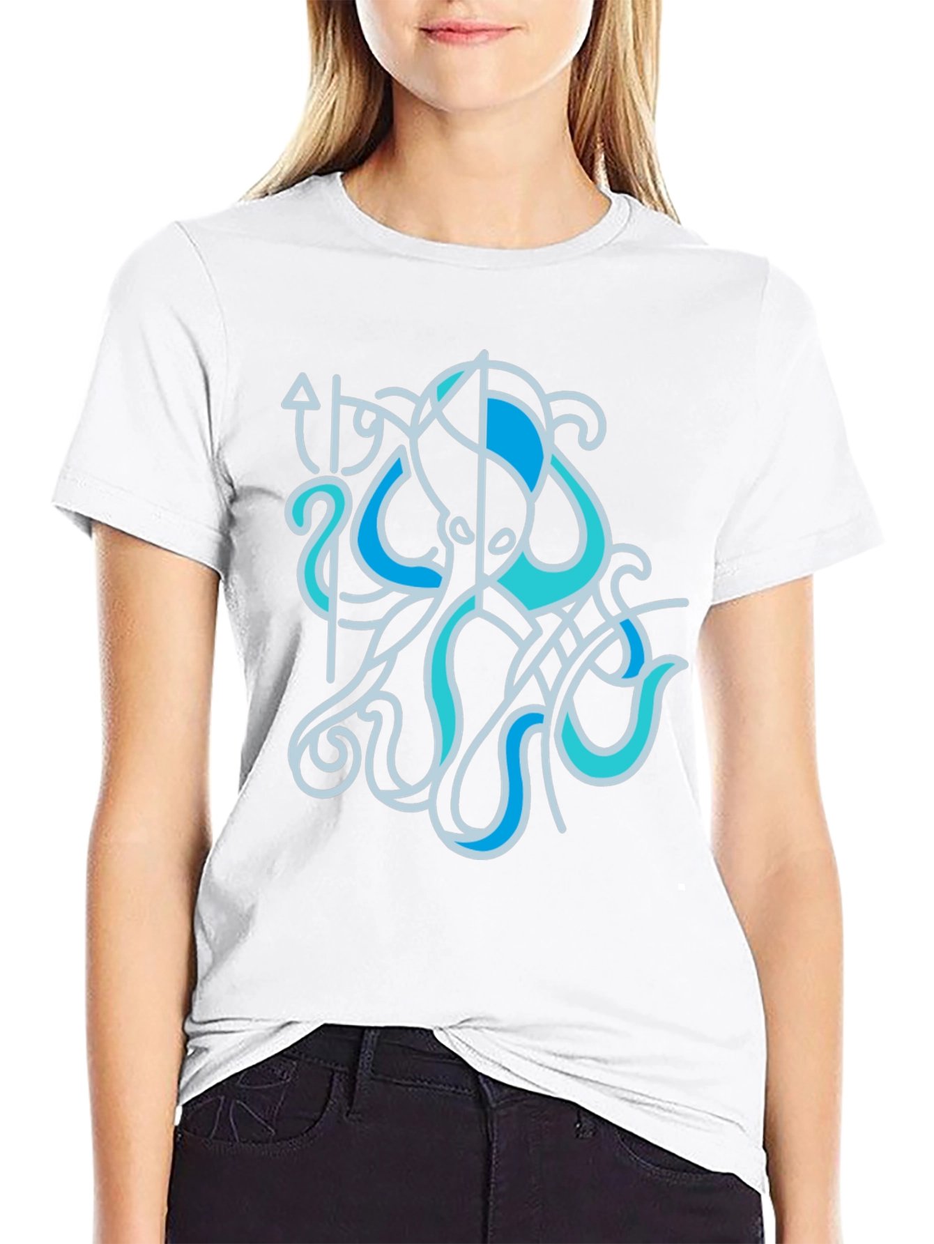 Stylized Octopus Graphic Tee - Sea Life Shirt