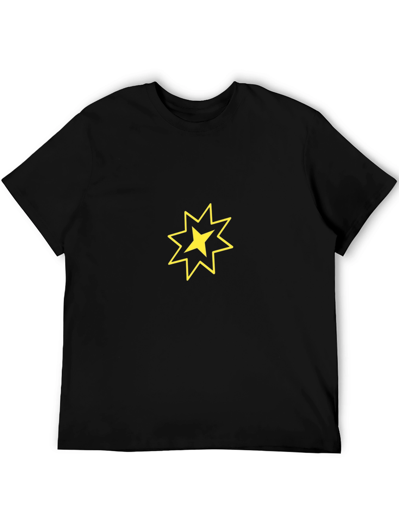 Black Tee with Yellow Starburst Graphic
