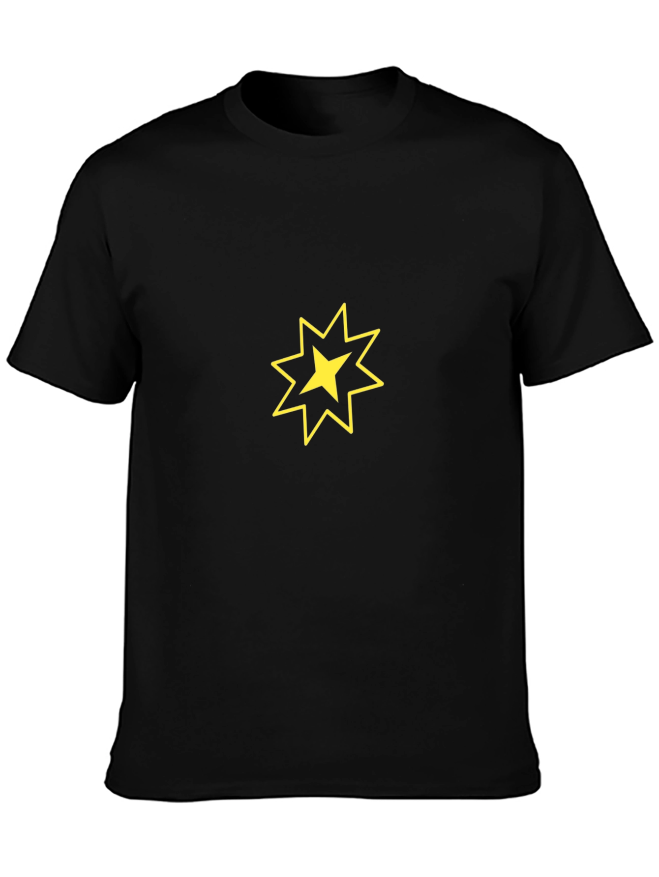 Black Tee with Yellow Starburst Graphic