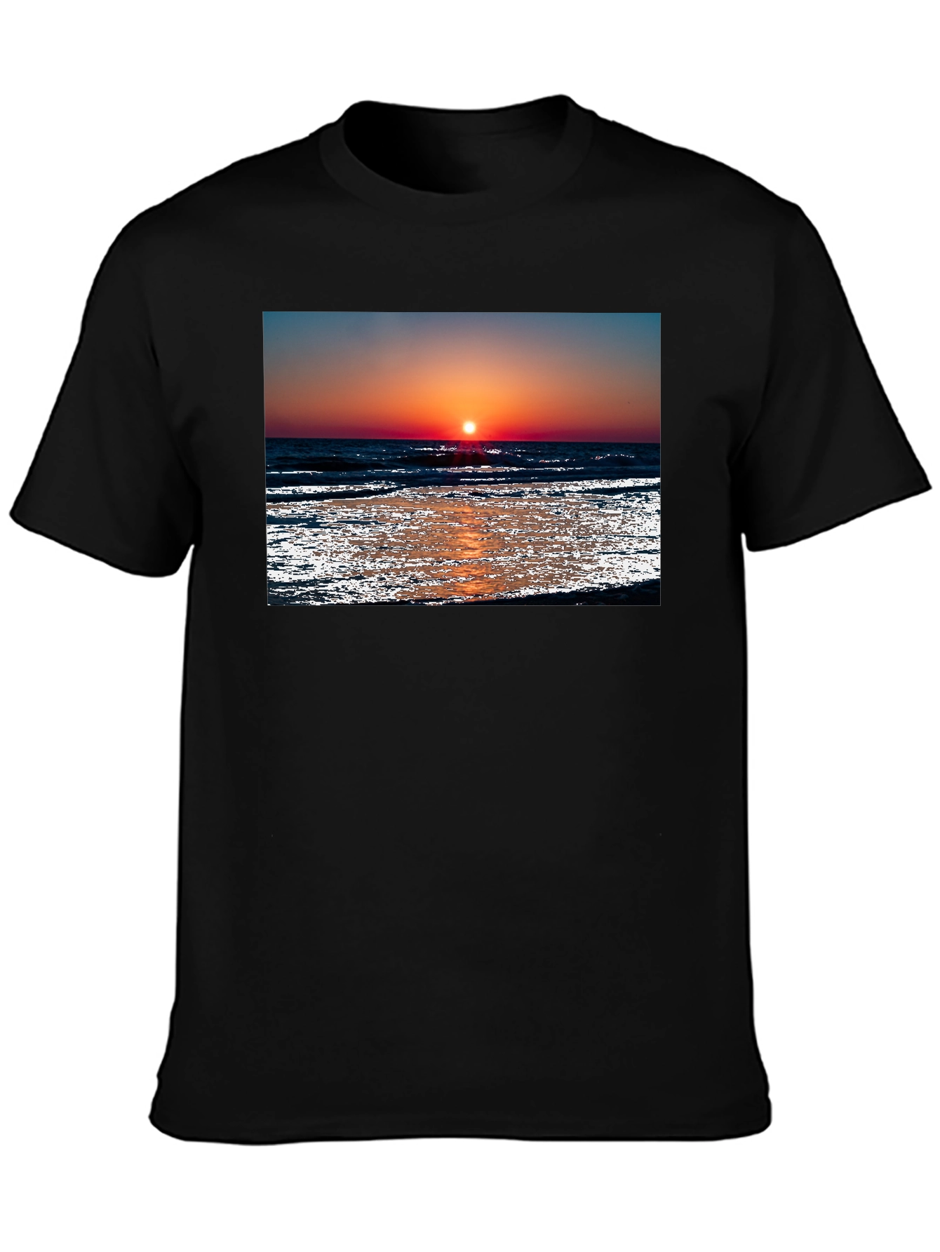 Sunset Beach Graphic Black T-Shirt