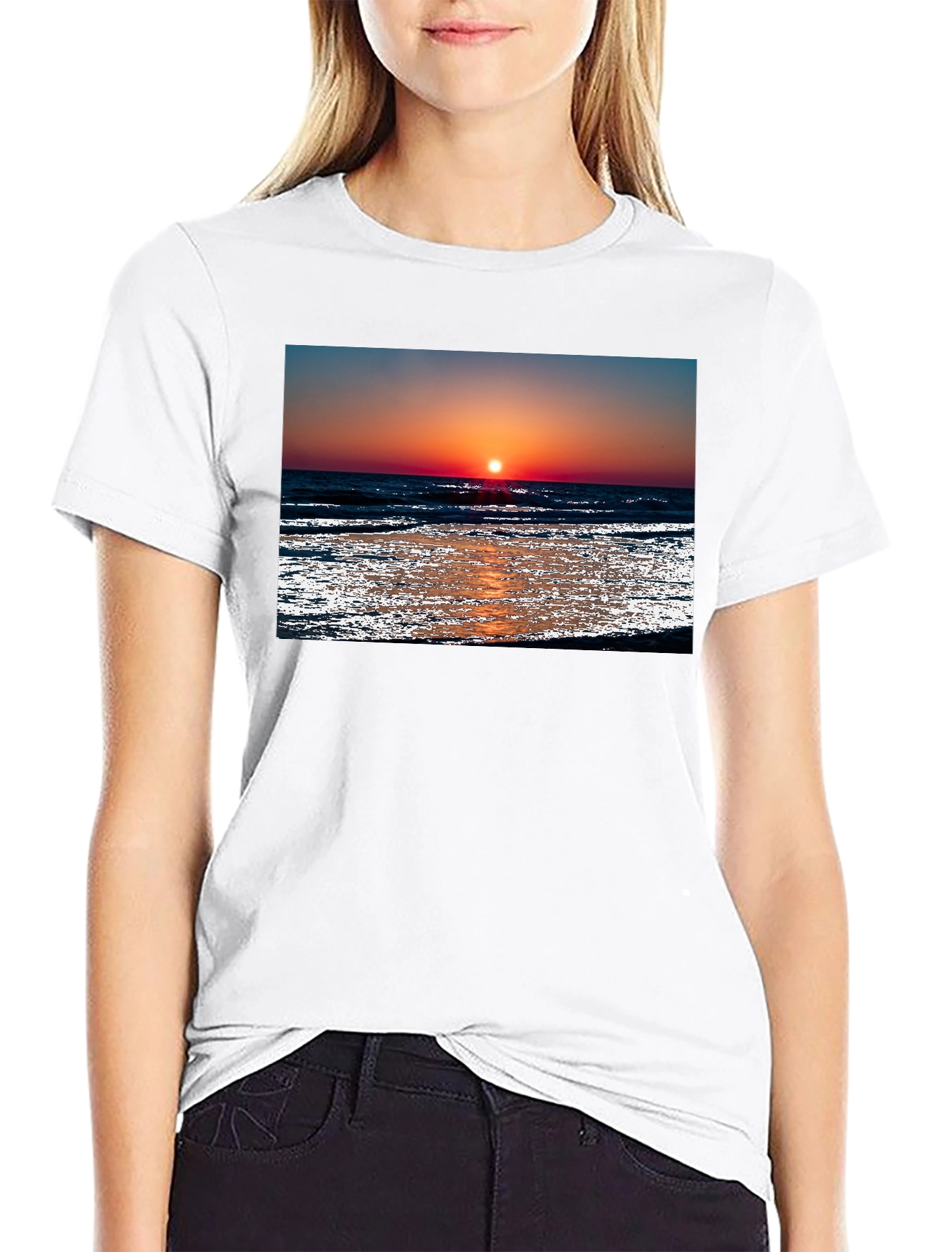 Sunset Beach Graphic Black T-Shirt