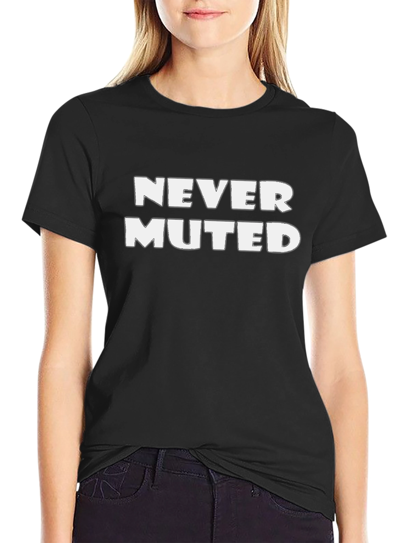 Never Muted Graphic Tee - Comfortable Black T-Shirt