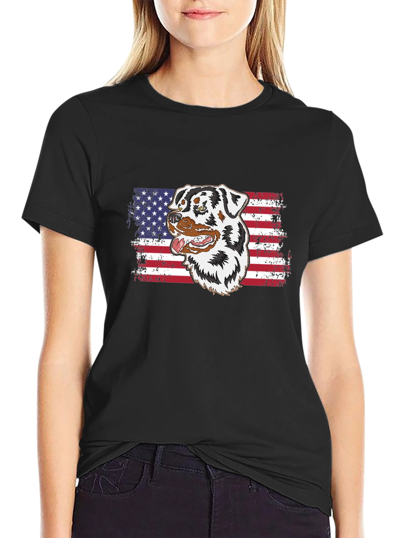 Dog American Flag Graphic Tee