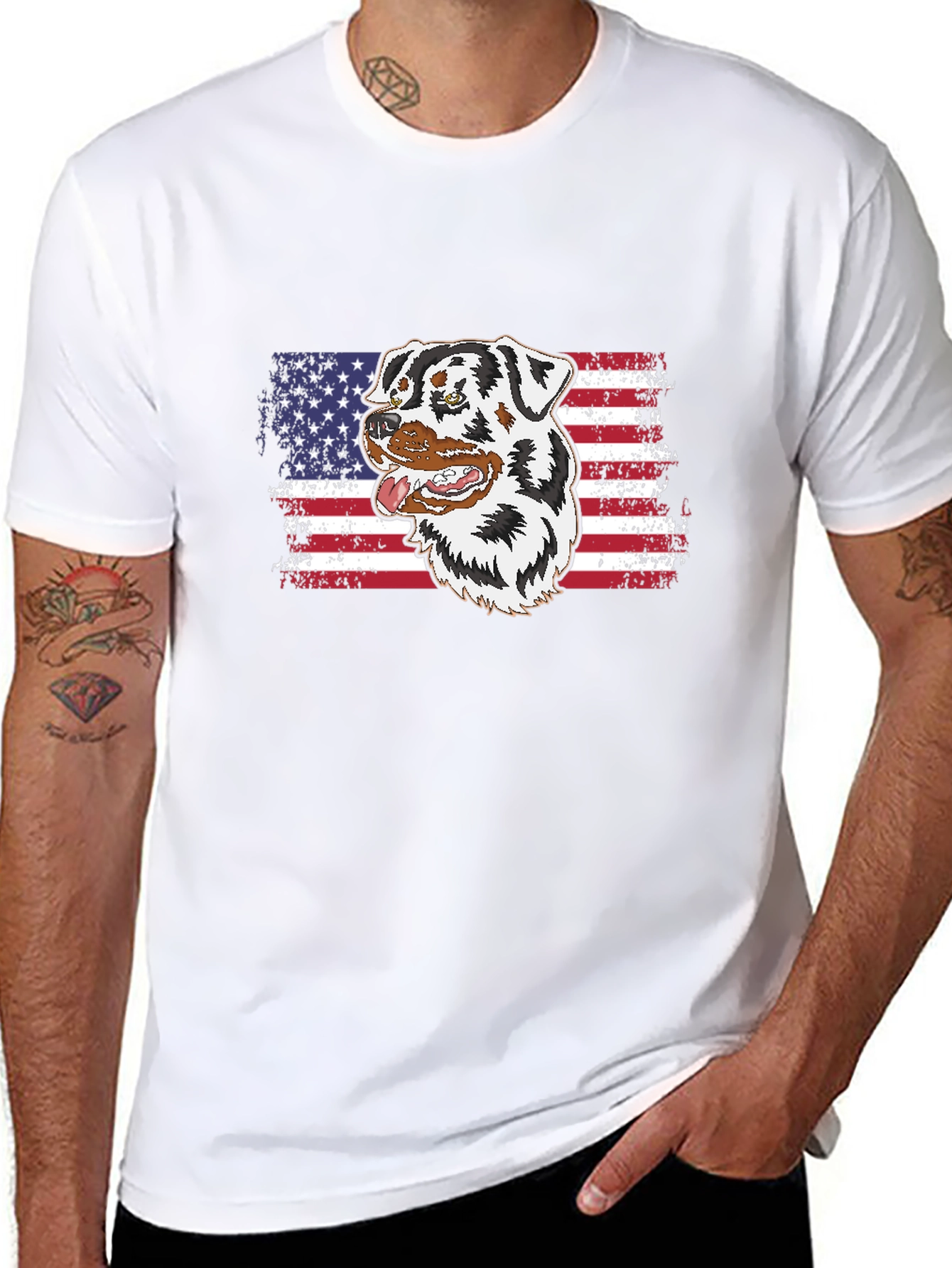 Dog American Flag Graphic Tee