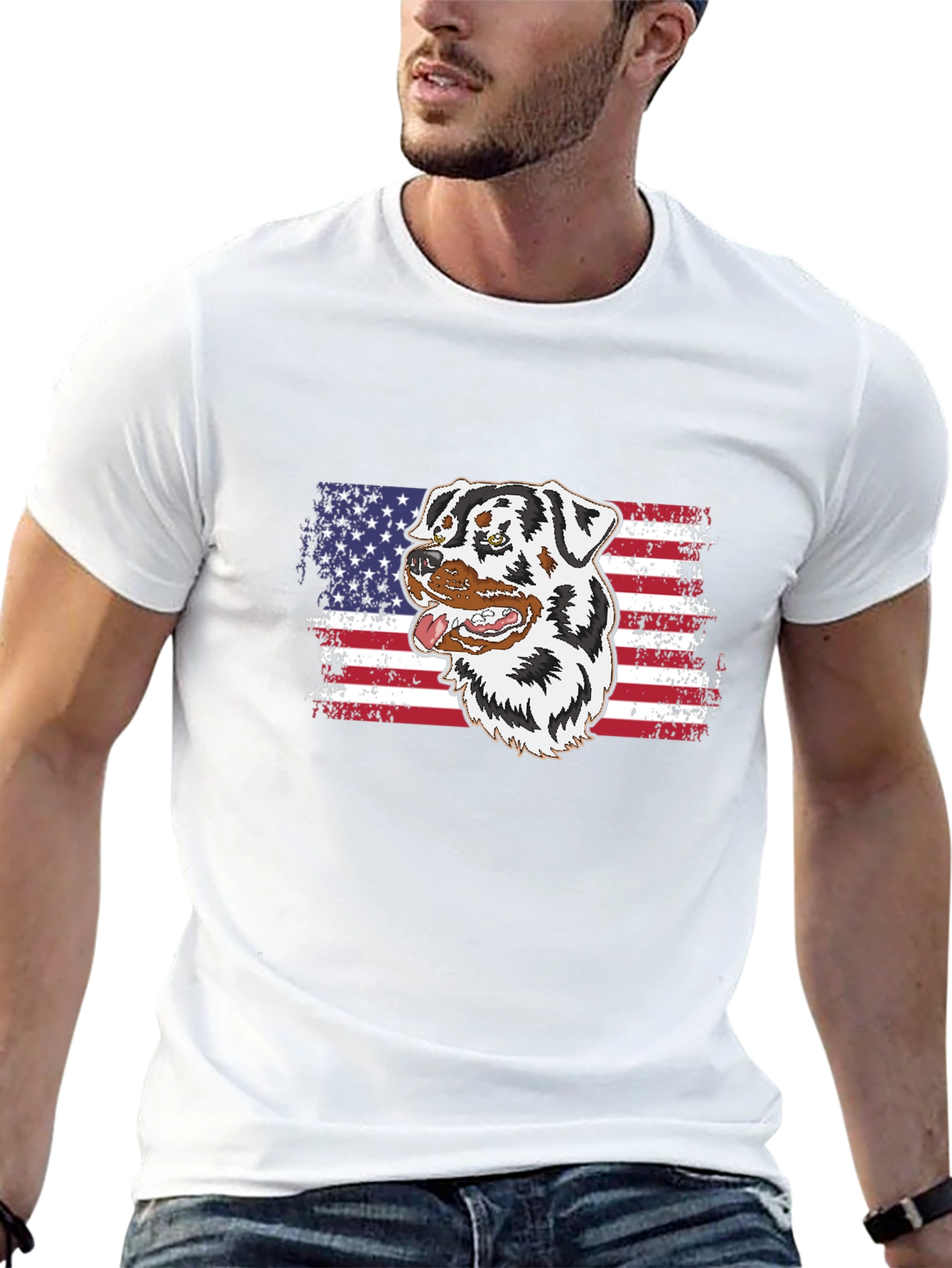 Dog American Flag Graphic Tee