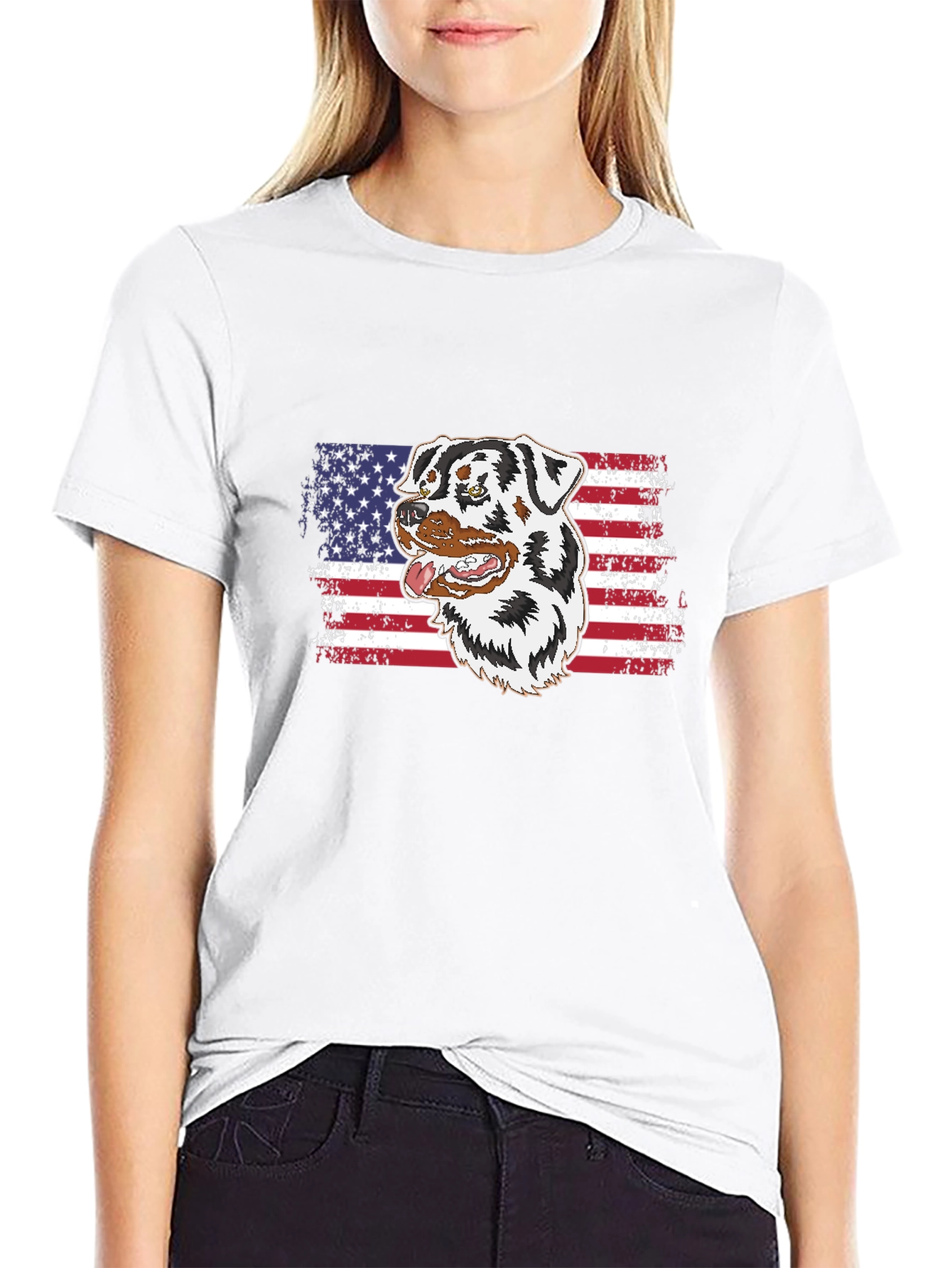 Dog American Flag Graphic Tee