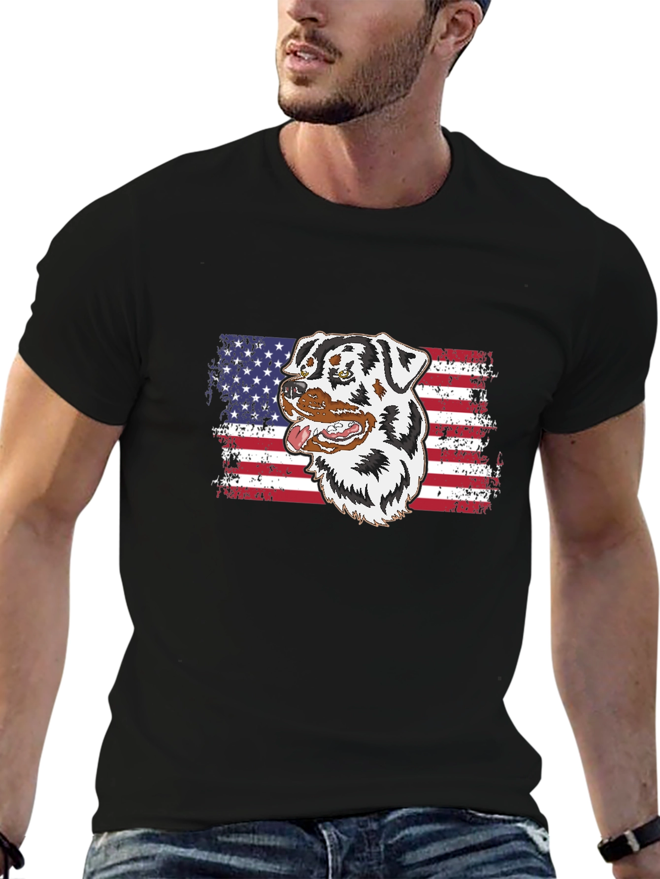 Dog American Flag Graphic Tee