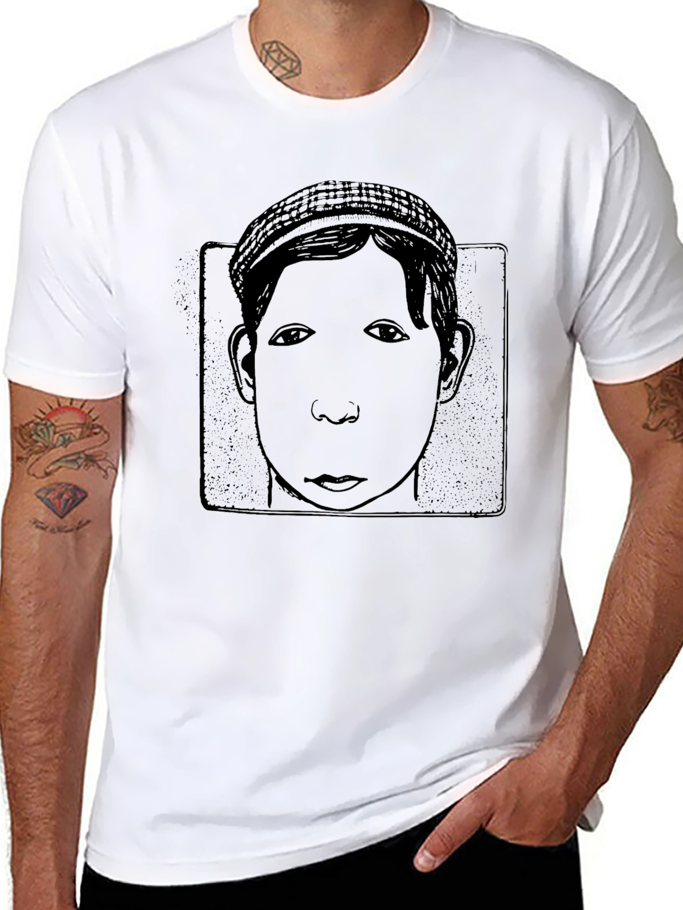 Boy Portrait Black T-Shirt