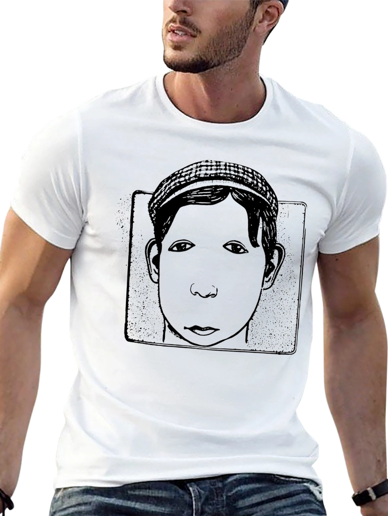 Boy Portrait Black T-Shirt