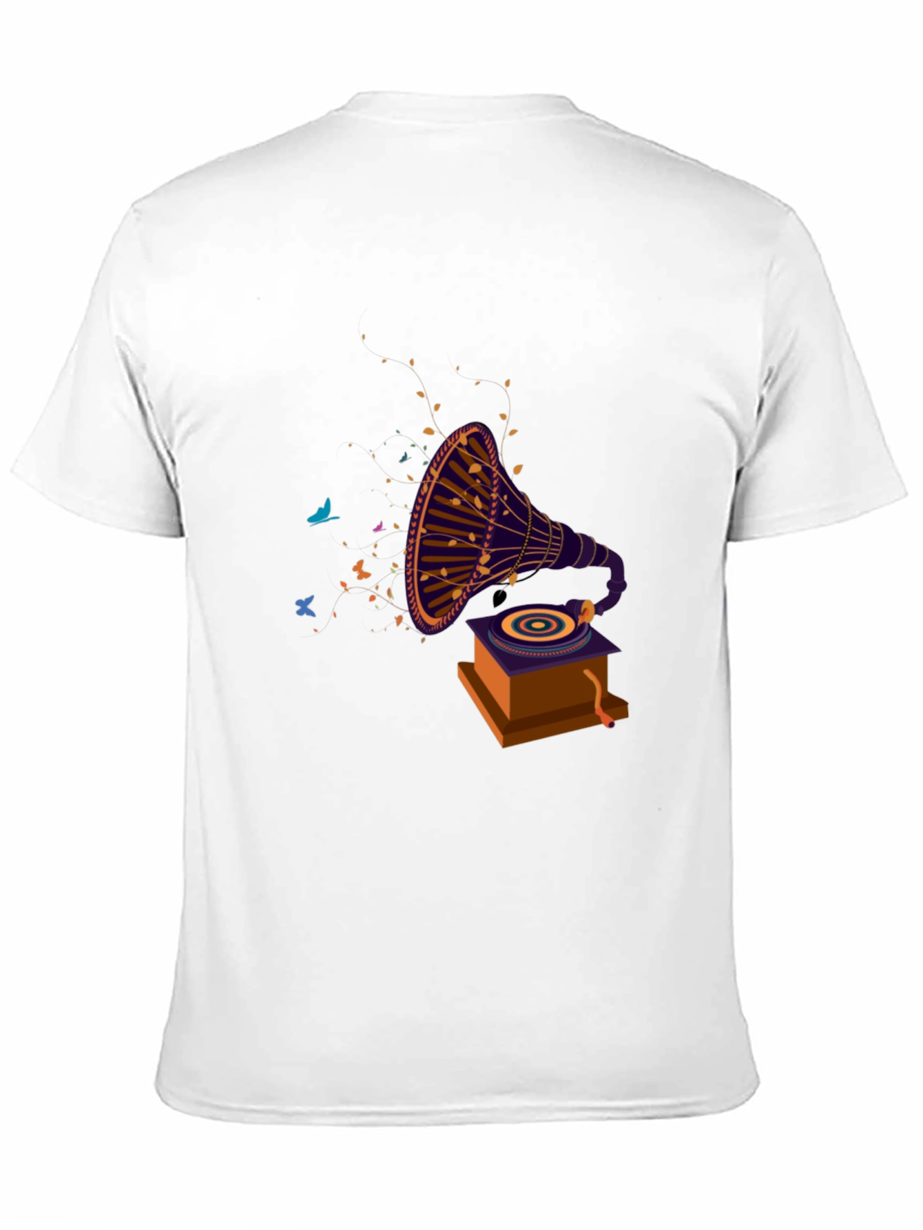 Retro Gramophone Graphic Tee - Black