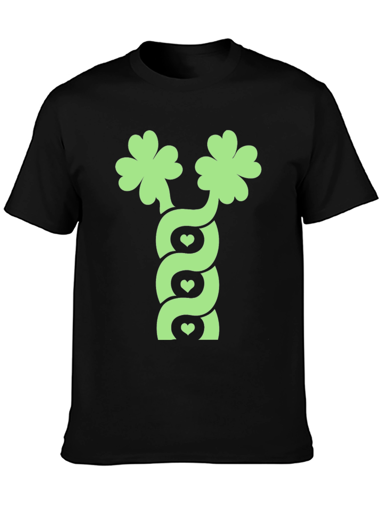 Lucky Clover Heart Twist Black T-Shirt