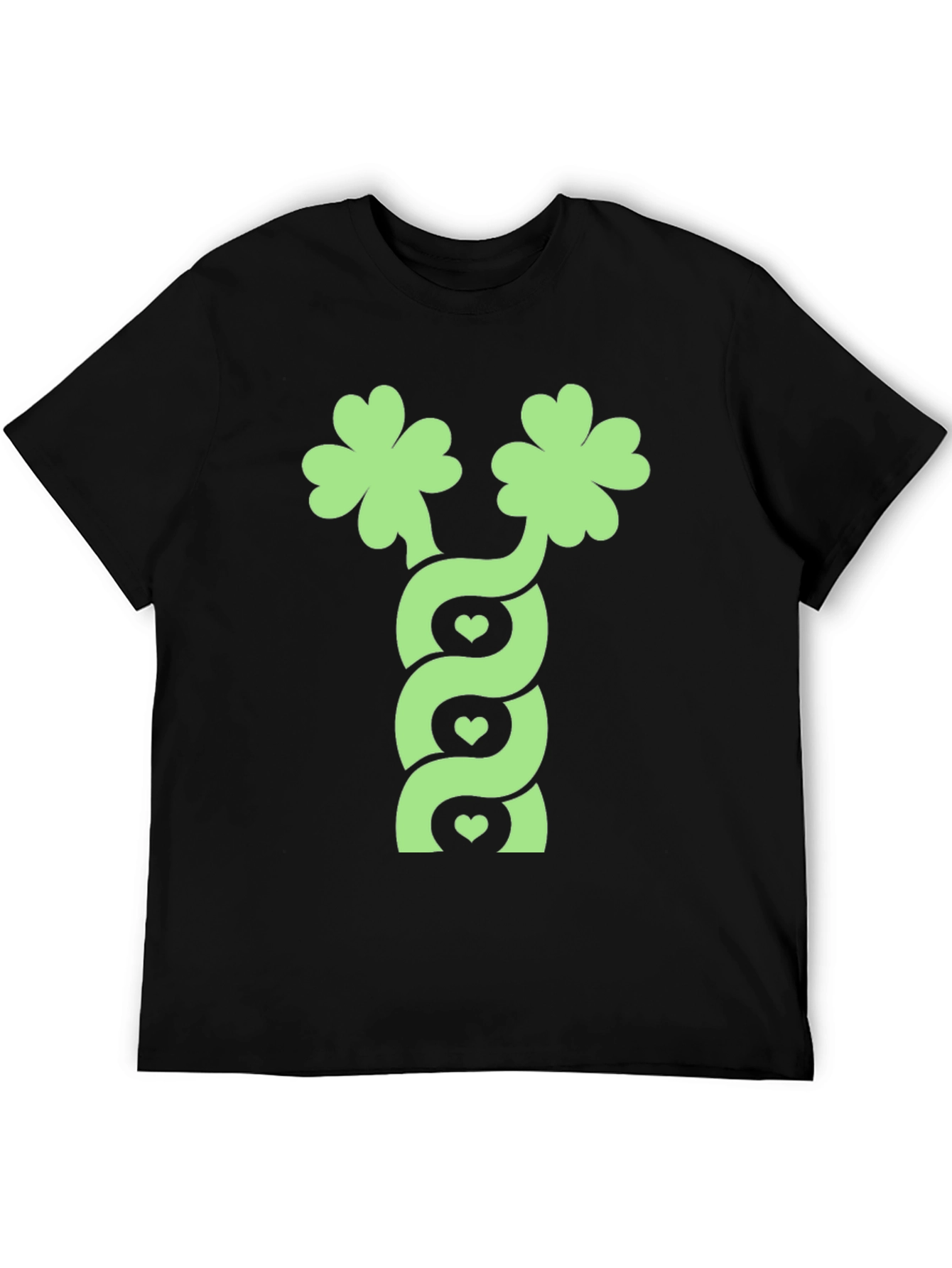 Lucky Clover Heart Twist Black T-Shirt