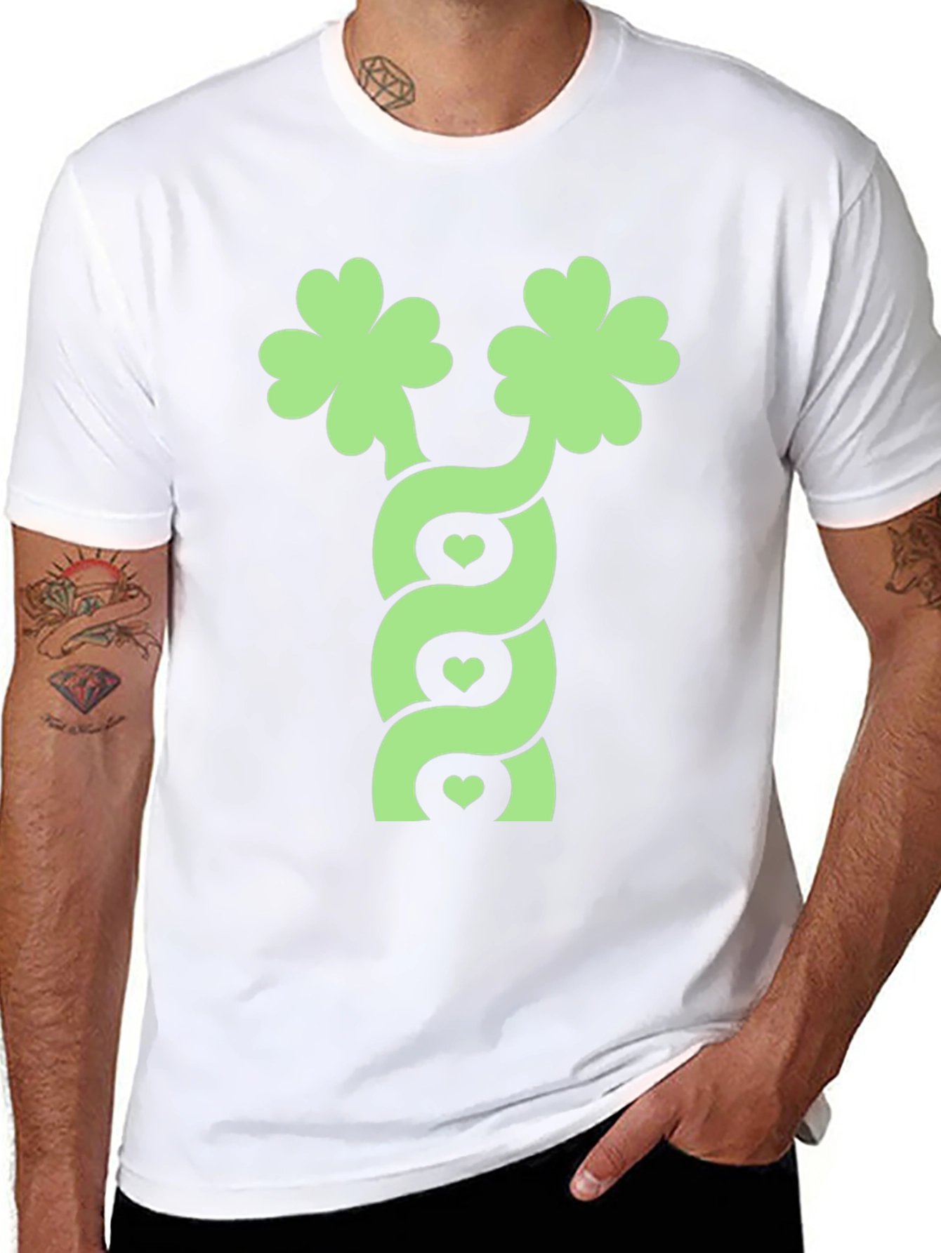 Lucky Clover Heart Twist Black T-Shirt