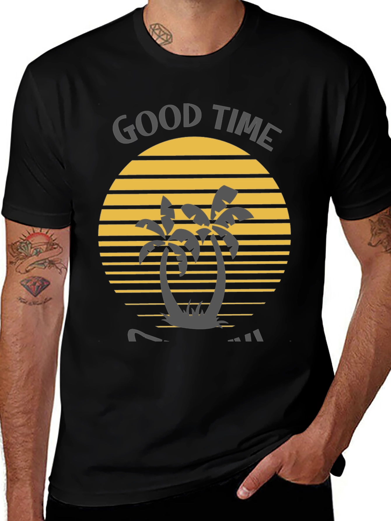Good Time Palm Tree Graphic Tee - Black