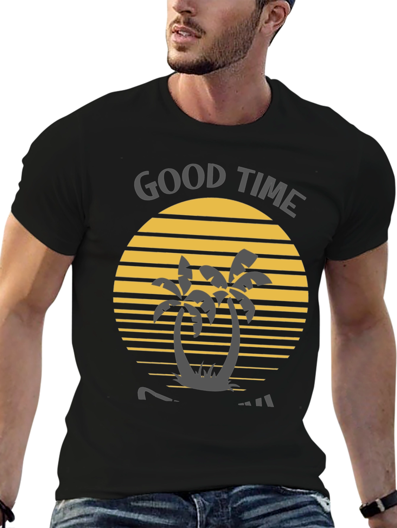 Good Time Palm Tree Graphic Tee - Black