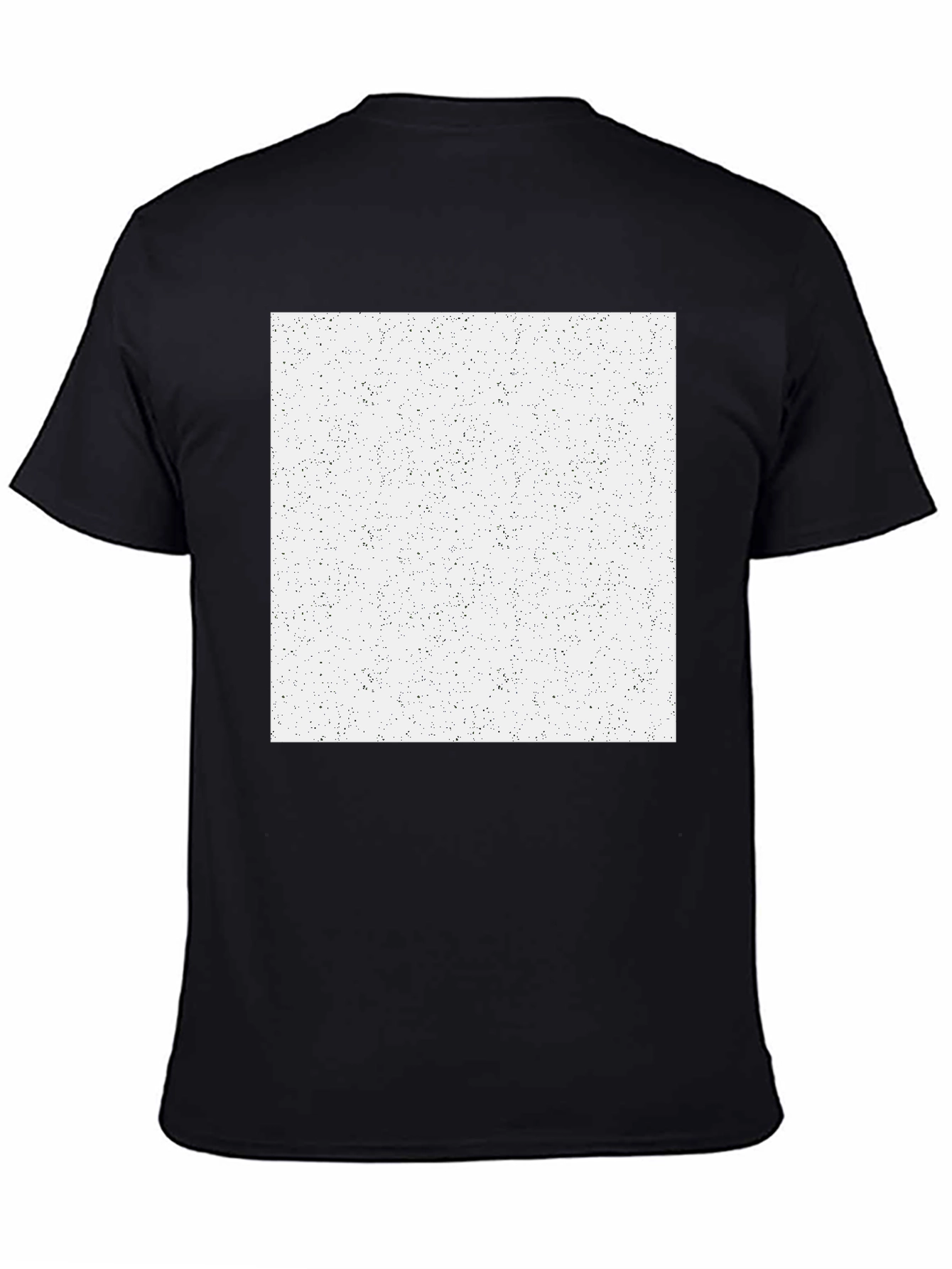 Mens Black T-Shirt with Speckled White Square Graphic
