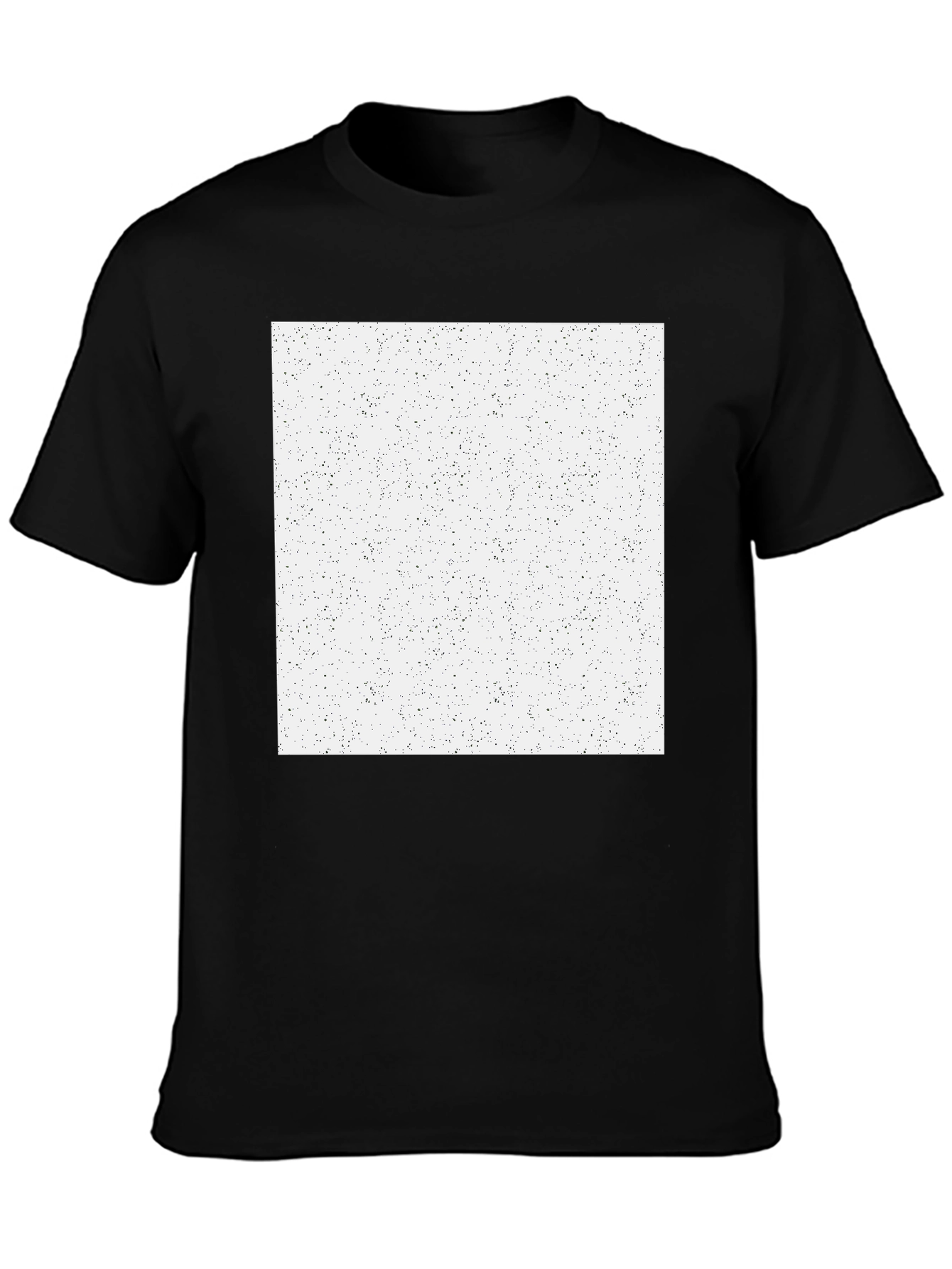 Mens Black T-Shirt with Speckled White Square Graphic