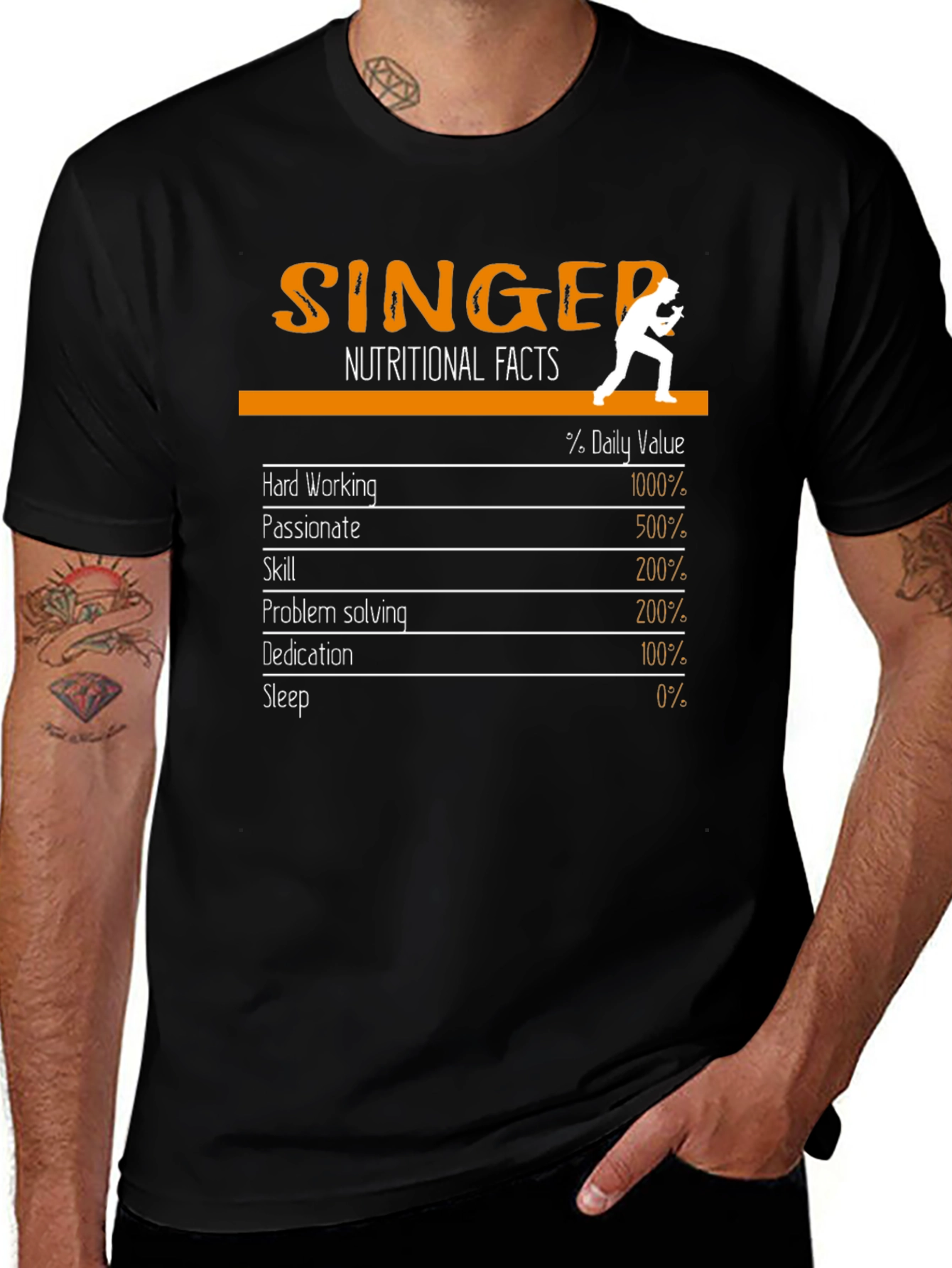 Singer Nutritional Facts Graphic T-Shirt
