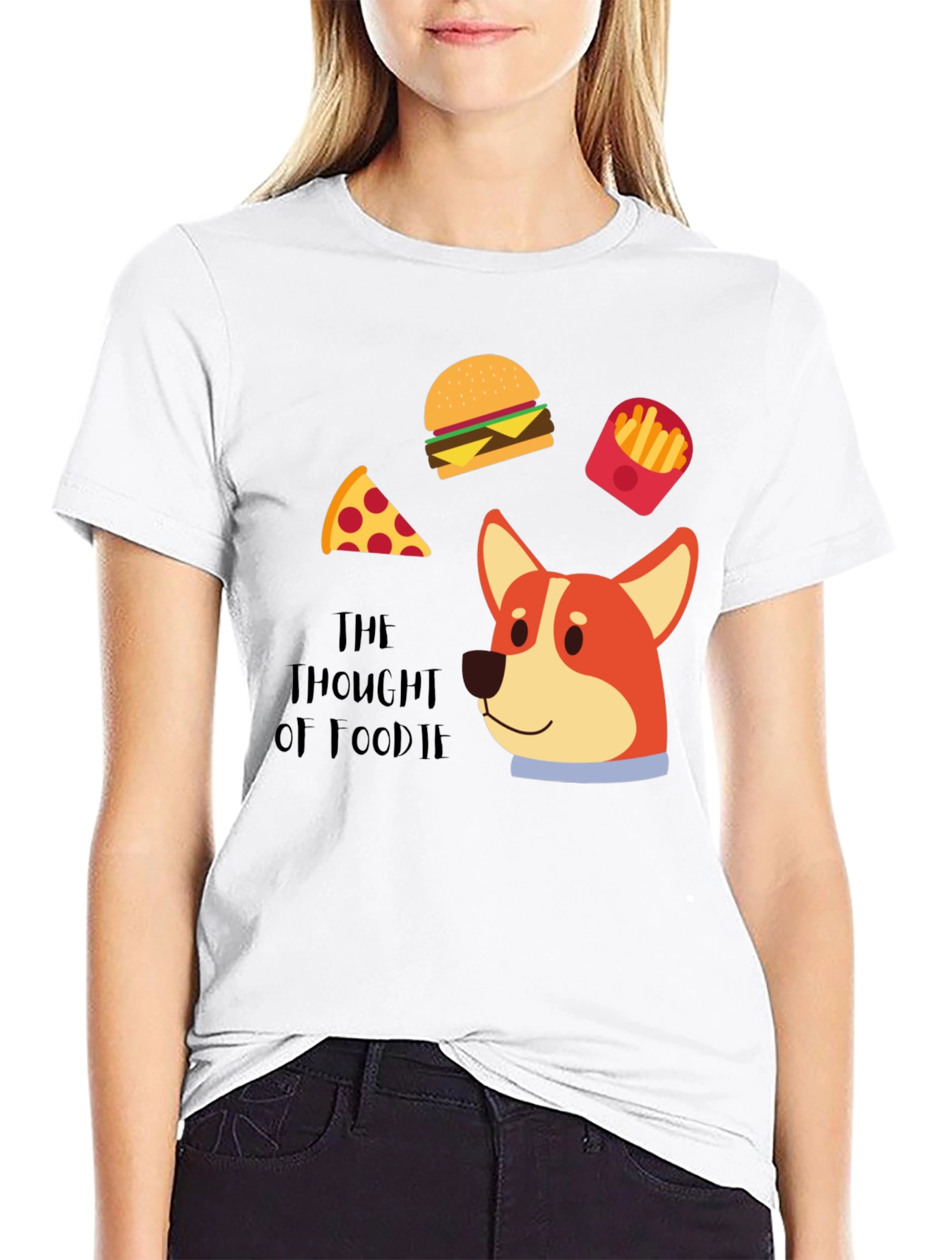 Foodie Dog T-Shirt - Pizza Burger Fries Design