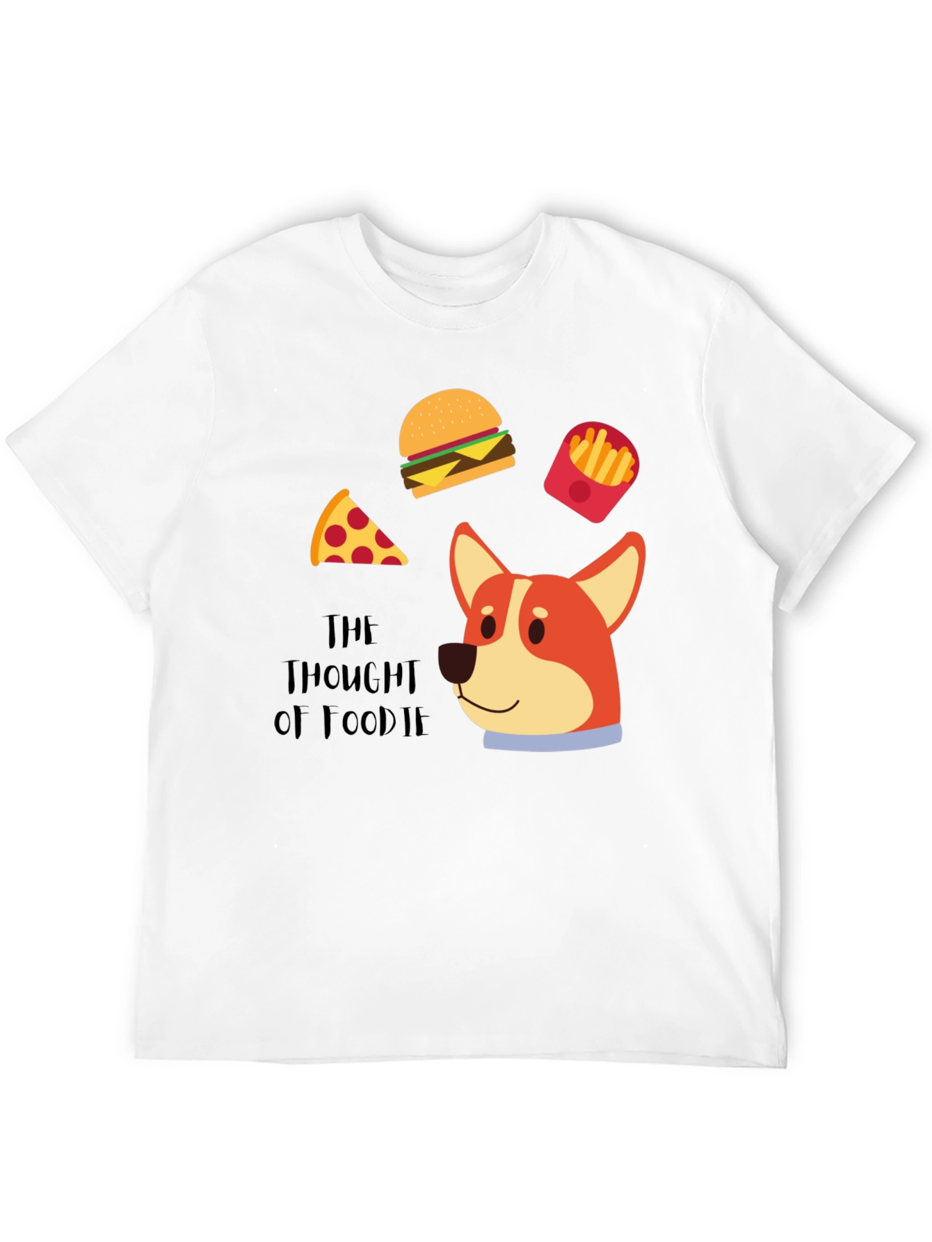 Foodie Dog T-Shirt - Pizza Burger Fries Design