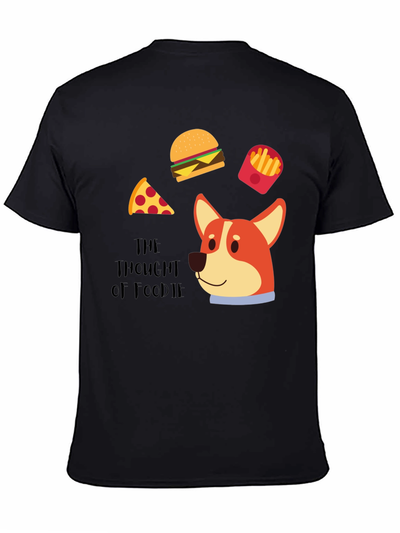 Foodie Dog T-Shirt - Pizza Burger Fries Design