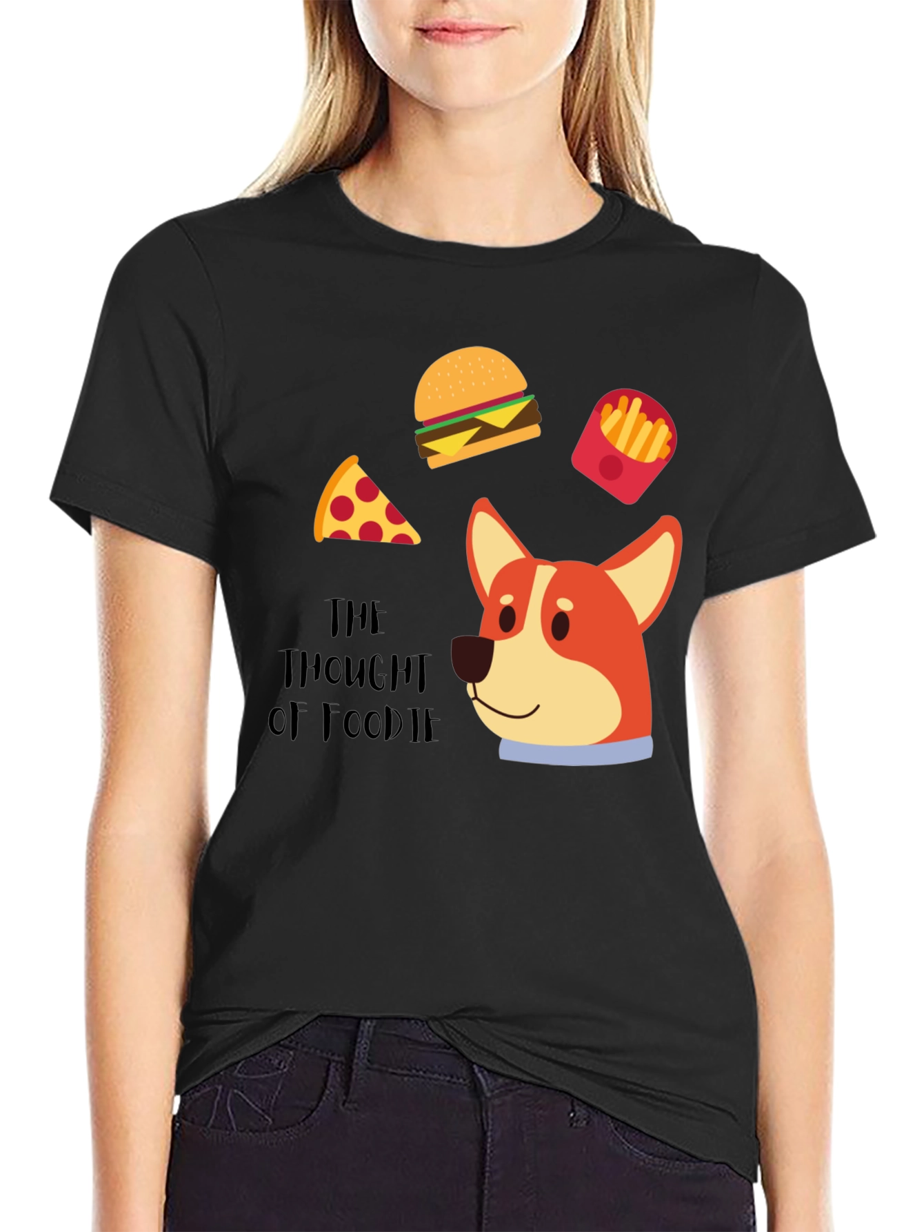 Foodie Dog T-Shirt - Pizza Burger Fries Design
