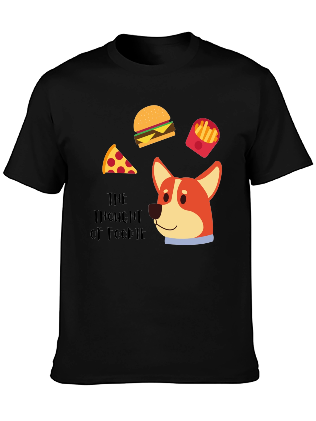 Foodie Dog T-Shirt - Pizza Burger Fries Design