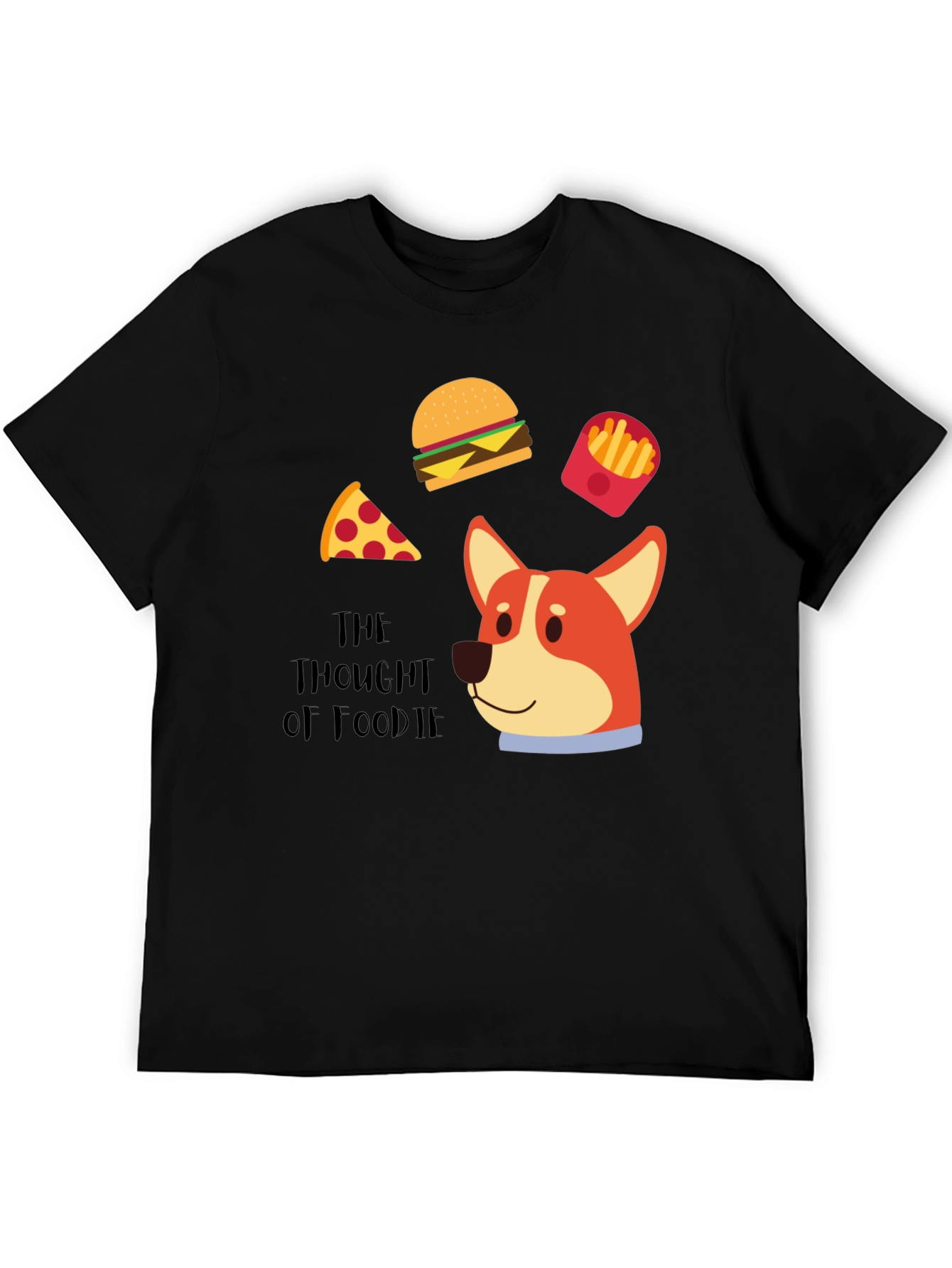 Foodie Dog T-Shirt - Pizza Burger Fries Design